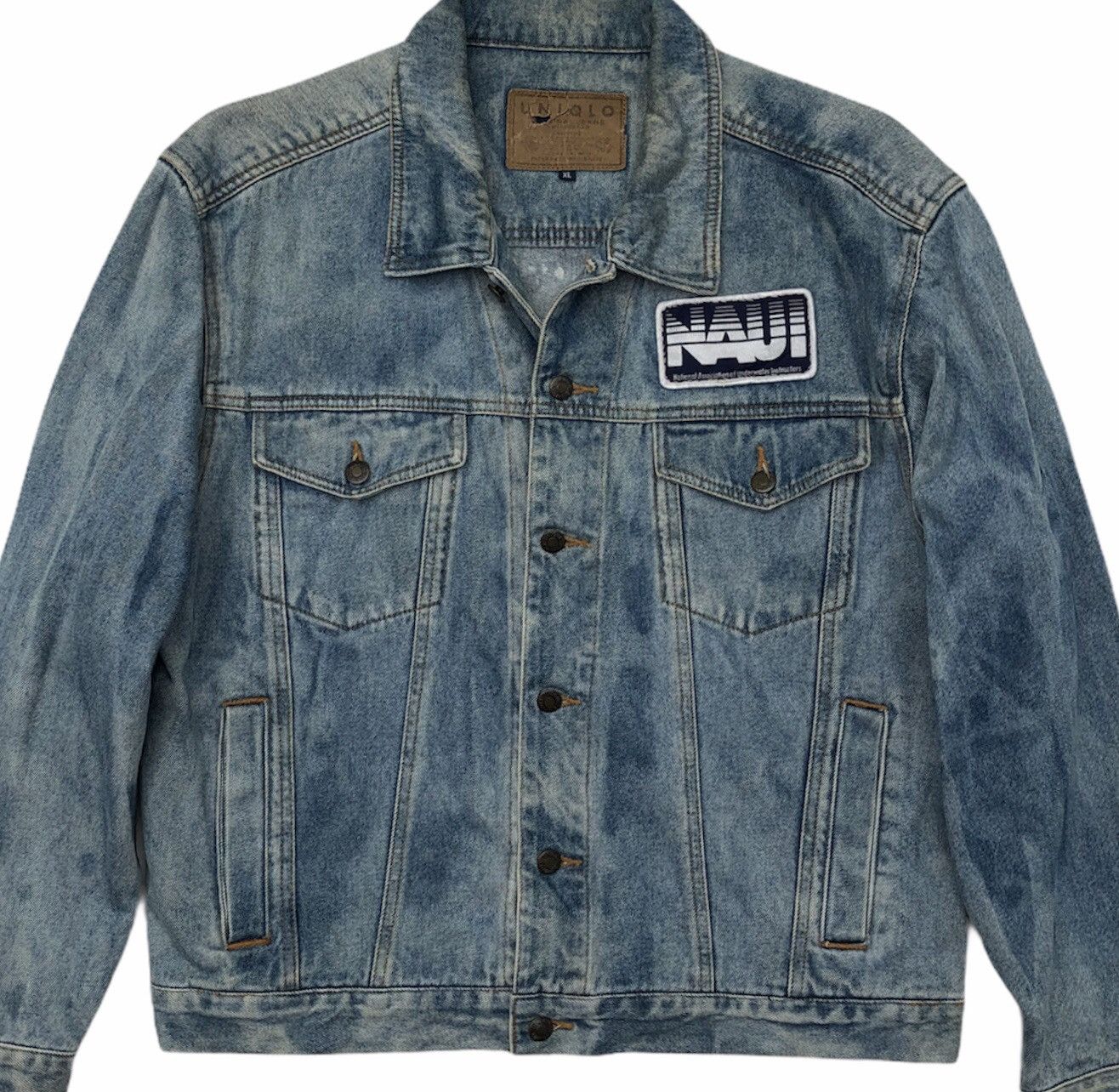 Japanese Brand Iconic Uniqlo Stencil Naui Diver Acid Wash Trucker Jacket Size US XL / EU 56 / 4 - 2 Thumbnail
