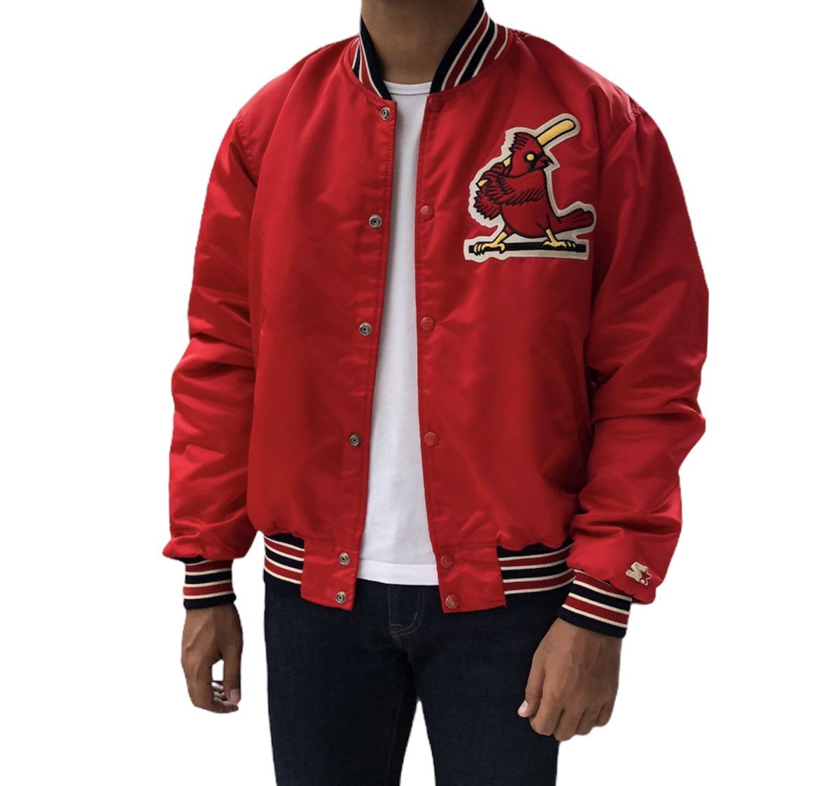 image of Vintage 90's Starter Mlb Louisville Cardinals Baseball Jacket in Red, Men's (Size Large)