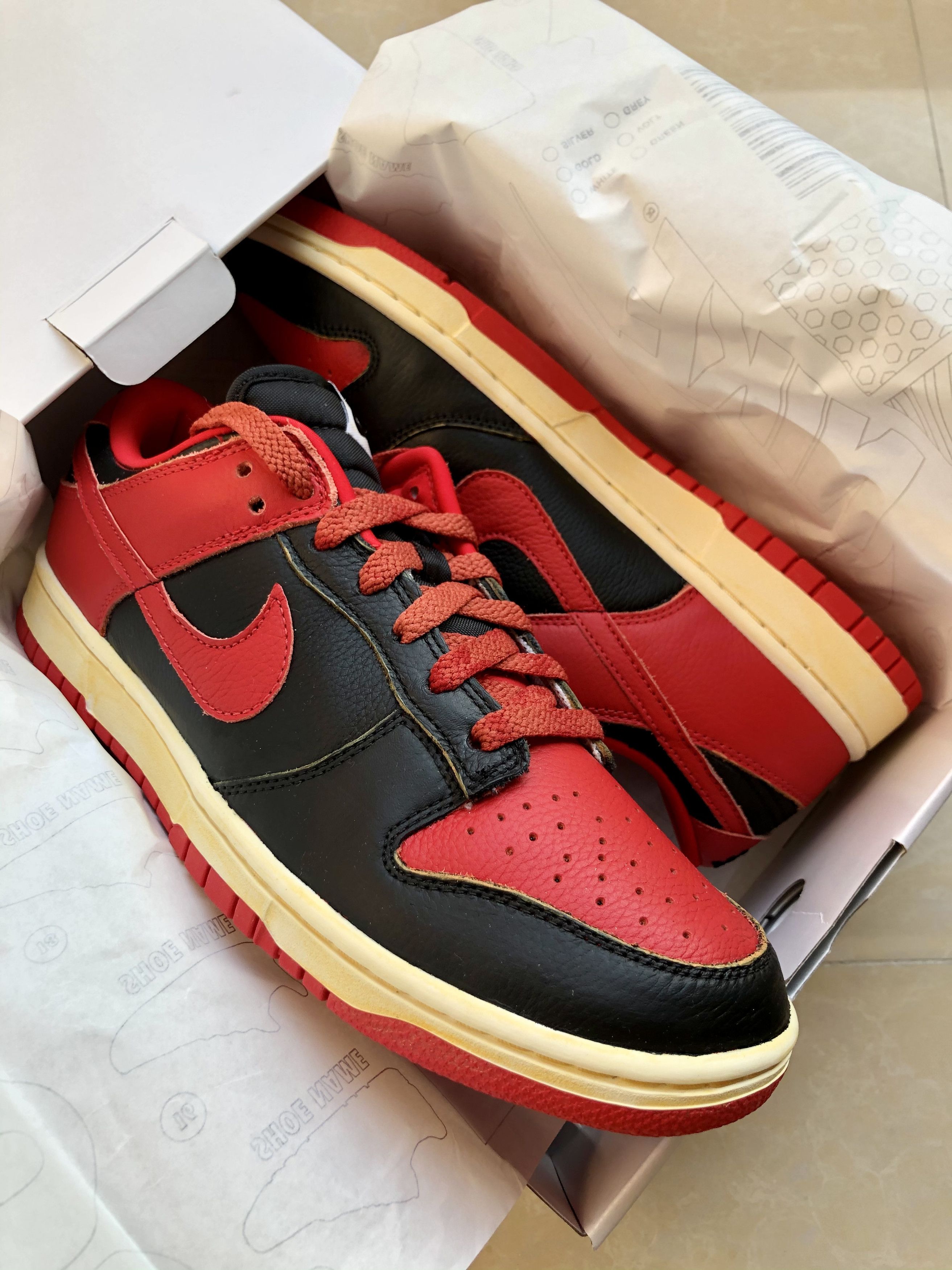 Nike Customized Vintage Dunks inspired by 1985 Jordan 1 Breds | Grailed
