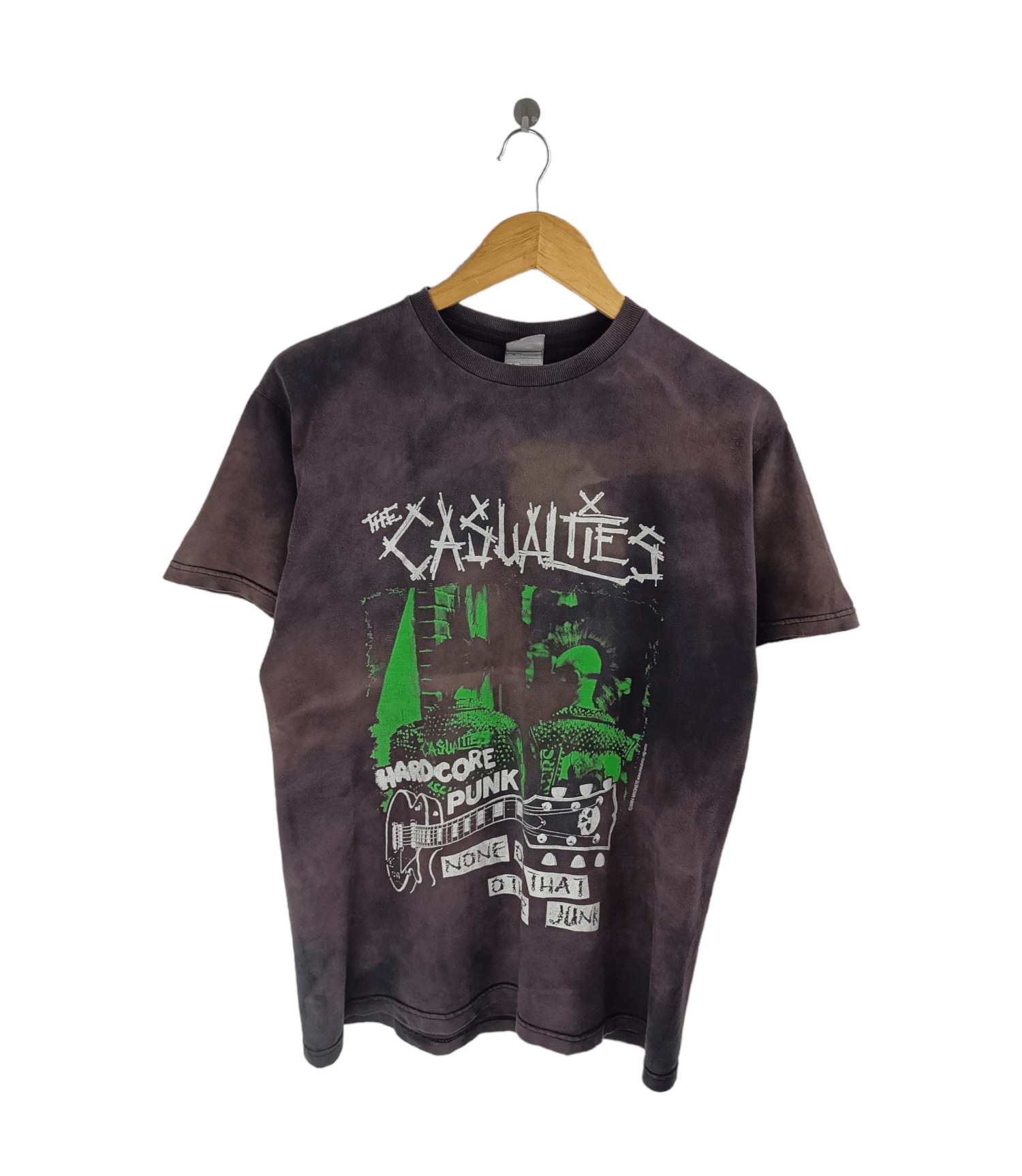 image of Band Tees x Vintage '04 The Casualties Tour (Gbh Exploited Rancid Chaos) in Acid Wash Black (Size M