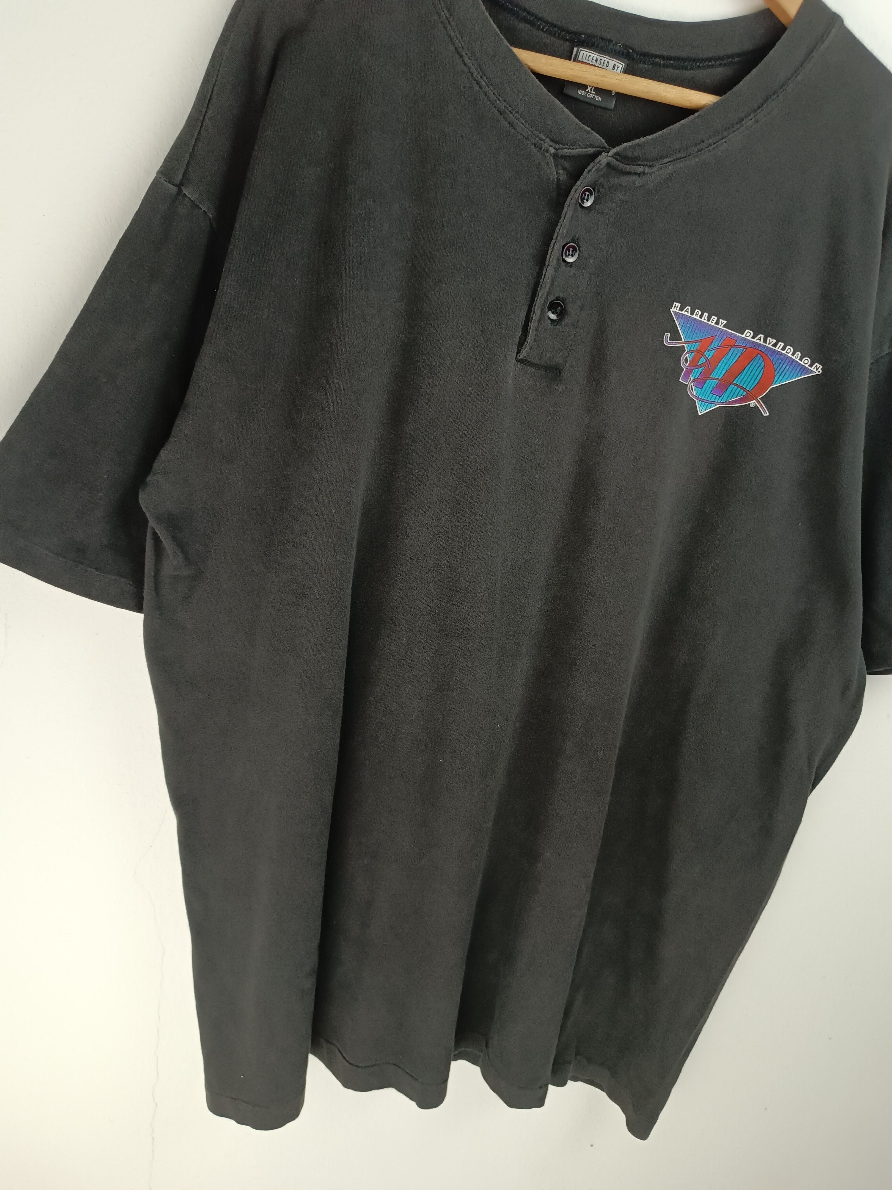 Harley Davidson VINTAGE 90'S FADED HARLEY DAVIDSON HENLEY TEE Size US XL / EU 56 / 4 - 6 Thumbnail