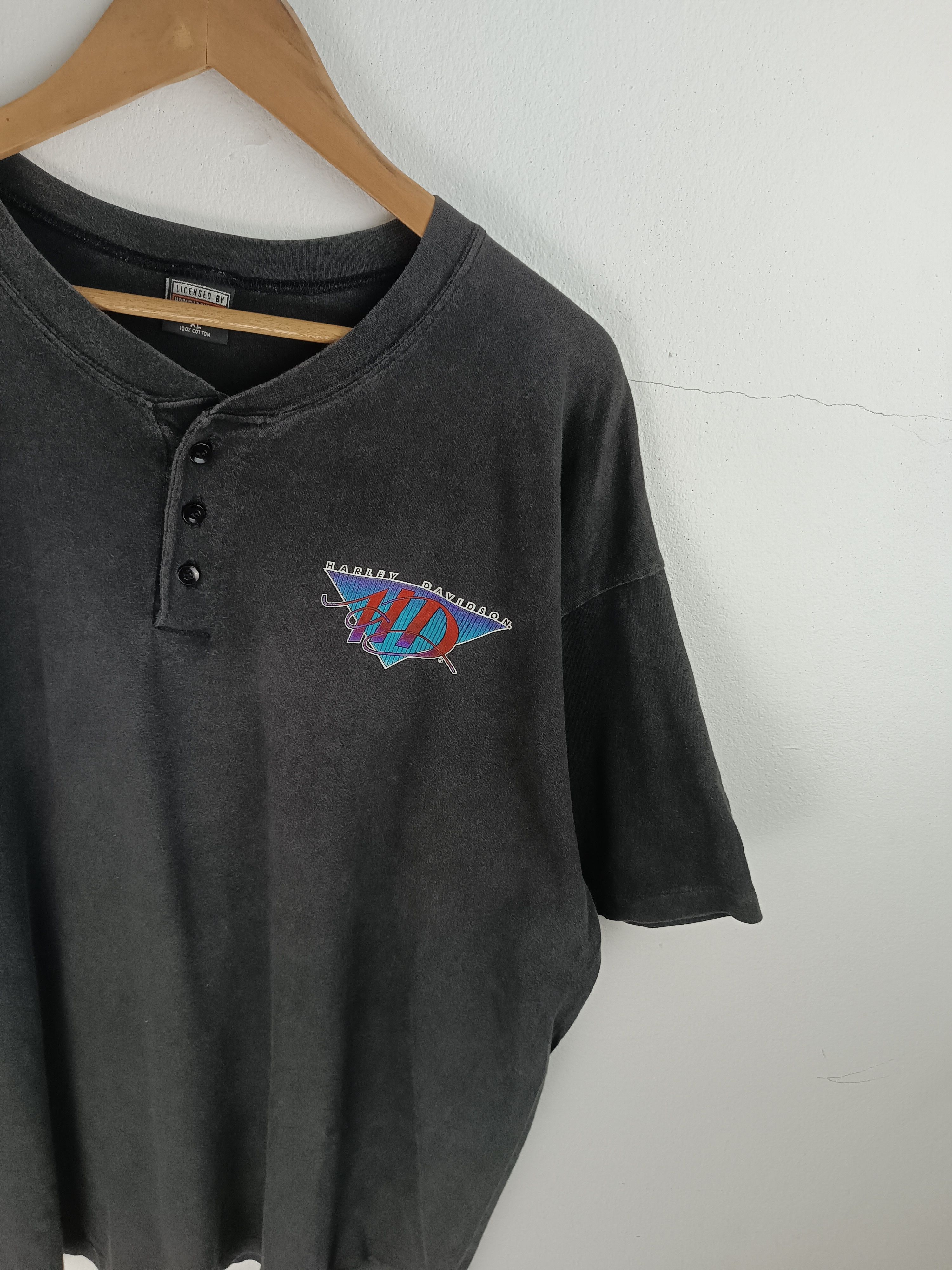 Harley Davidson VINTAGE 90'S FADED HARLEY DAVIDSON HENLEY TEE Size US XL / EU 56 / 4 - 7 Thumbnail