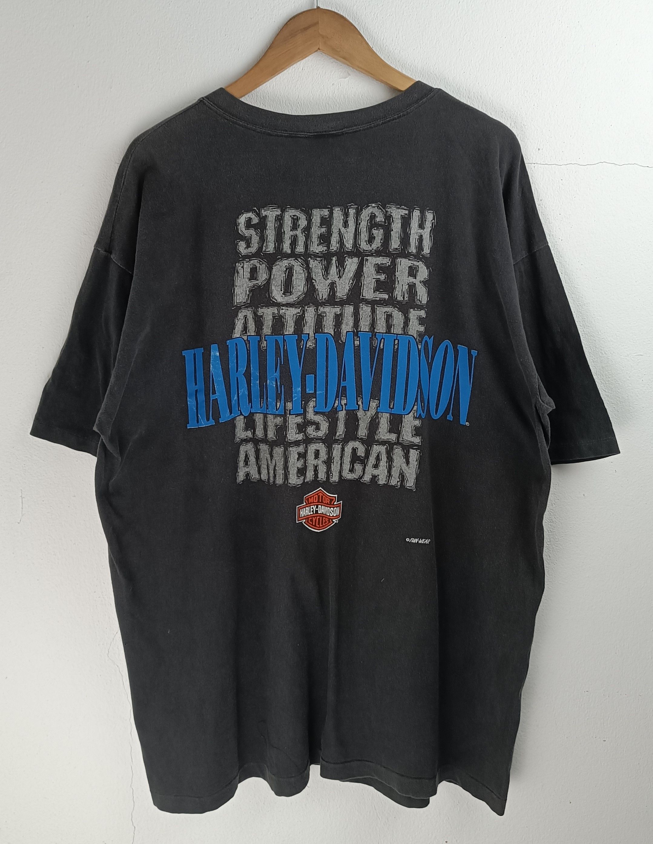 Harley Davidson VINTAGE 90'S FADED HARLEY DAVIDSON HENLEY TEE Size US XL / EU 56 / 4 - 4 Thumbnail