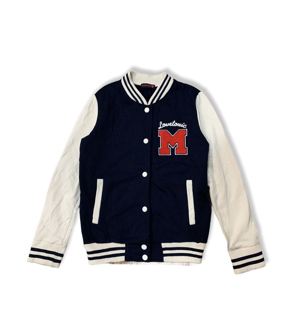 image of Japanesebrand Toxic Varsity Jacket in Blue Navy Whit, Men's (Size Small)