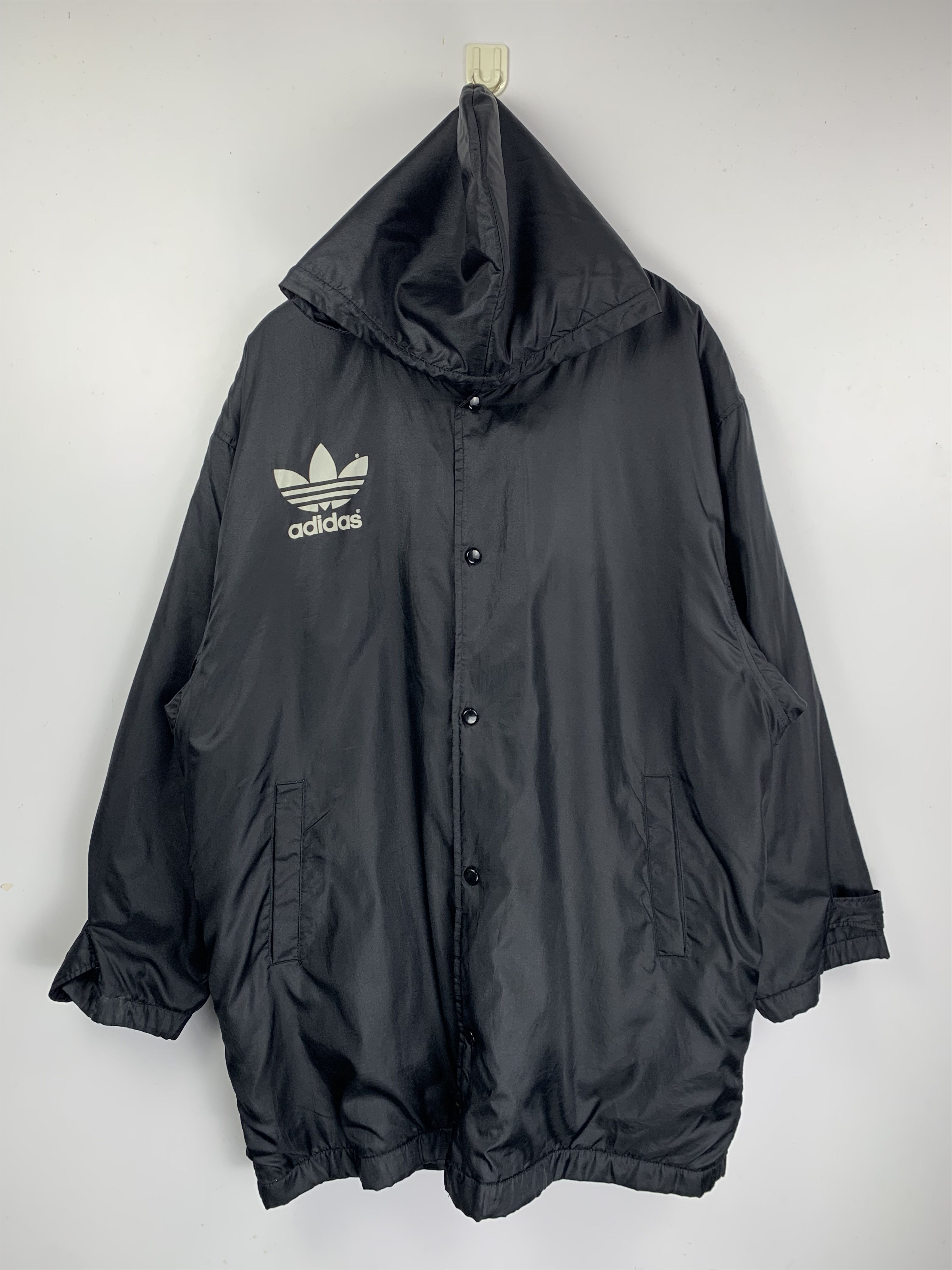 Adidas Vintage Adidas Button Up Trefoil Hooded Nylon Jacket Size US XXL / EU 58 / 5 - 1 Thumbnail