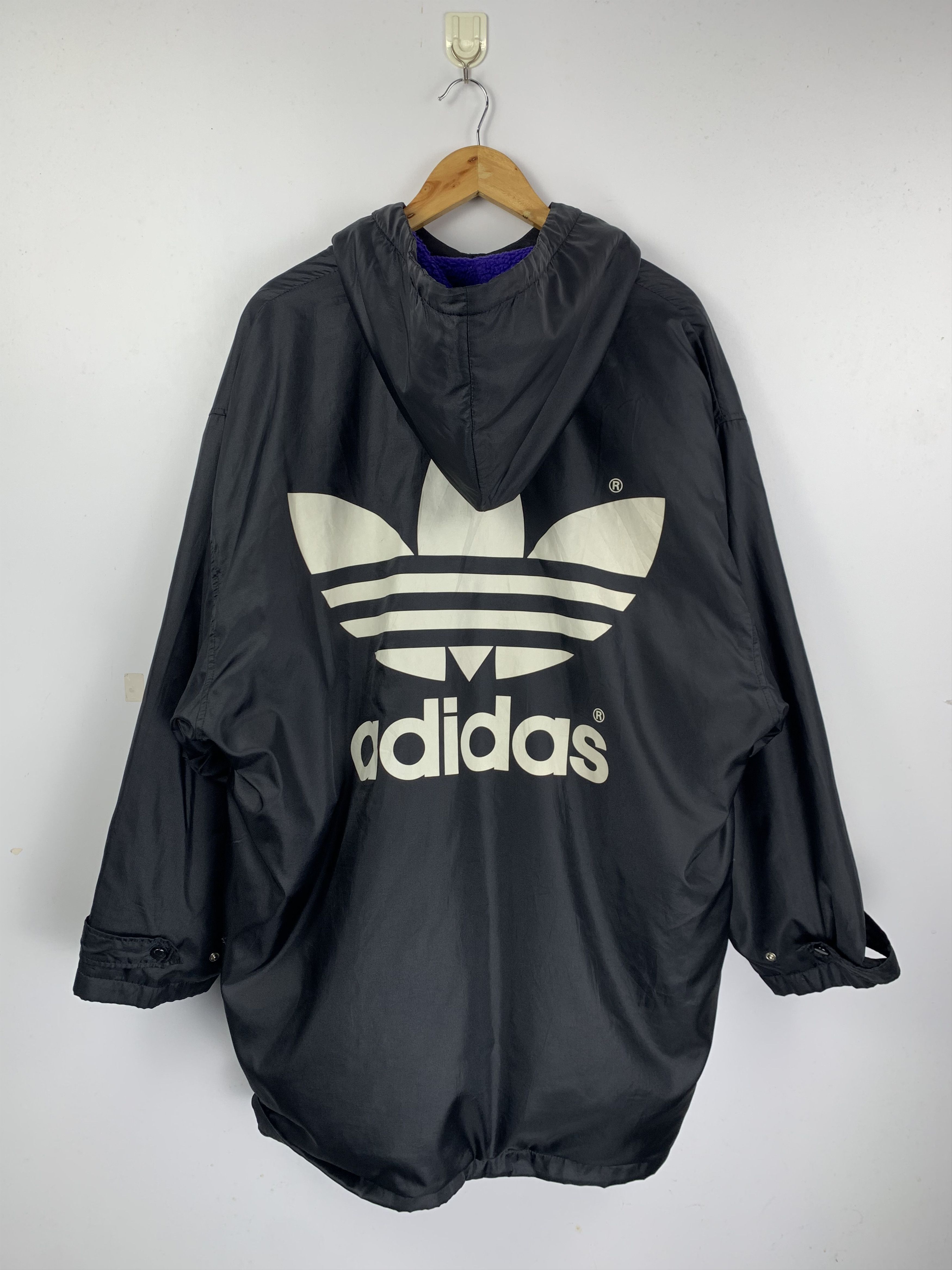 Adidas Vintage Adidas Button Up Trefoil Hooded Nylon Jacket Size US XXL / EU 58 / 5 - 5 Thumbnail
