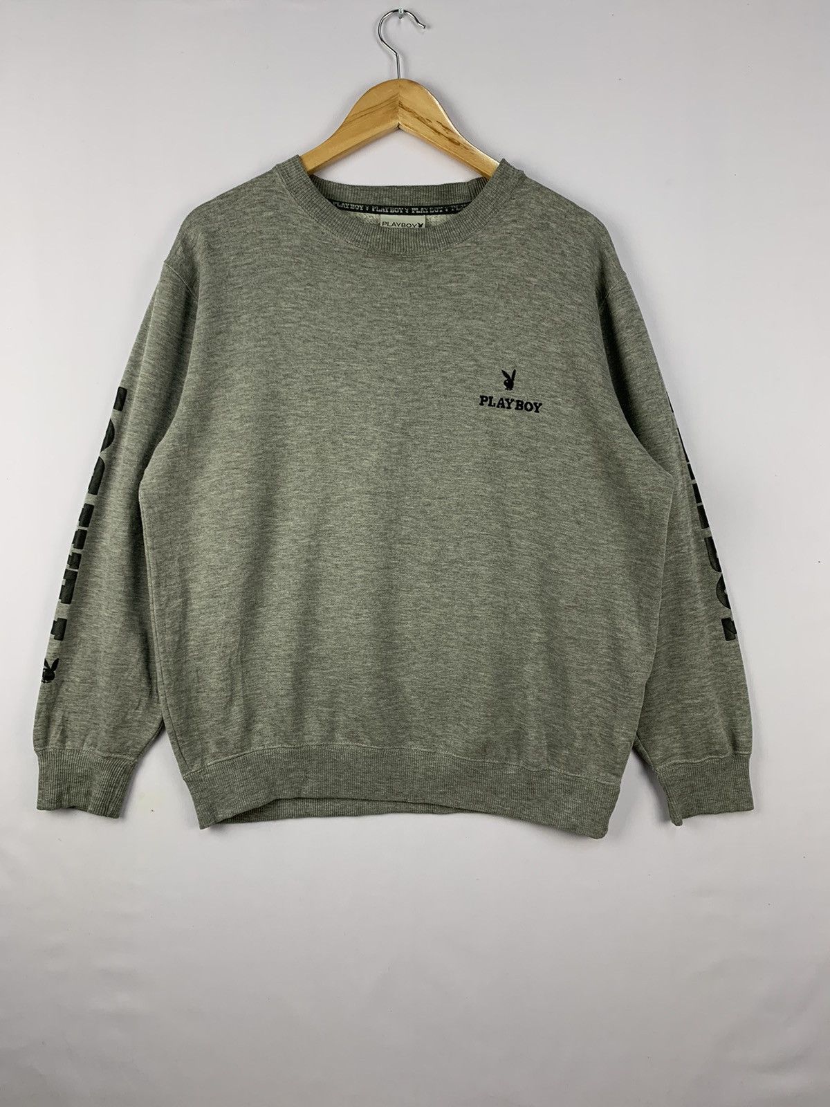 Playboy × Vintage Playboy Big Logo Sweatshirt Grey Large Size US L / EU 52-54 / 3 - 3 Thumbnail