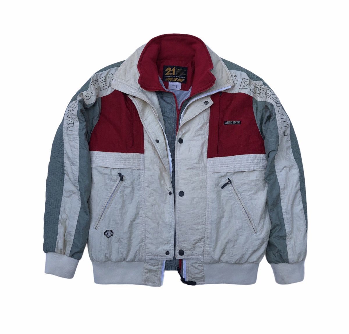 Descente Vintage Descente Racing Team Skiwear Removal Bomber Jacket Size US M / EU 48-50 / 2 - 2 Thumbnail