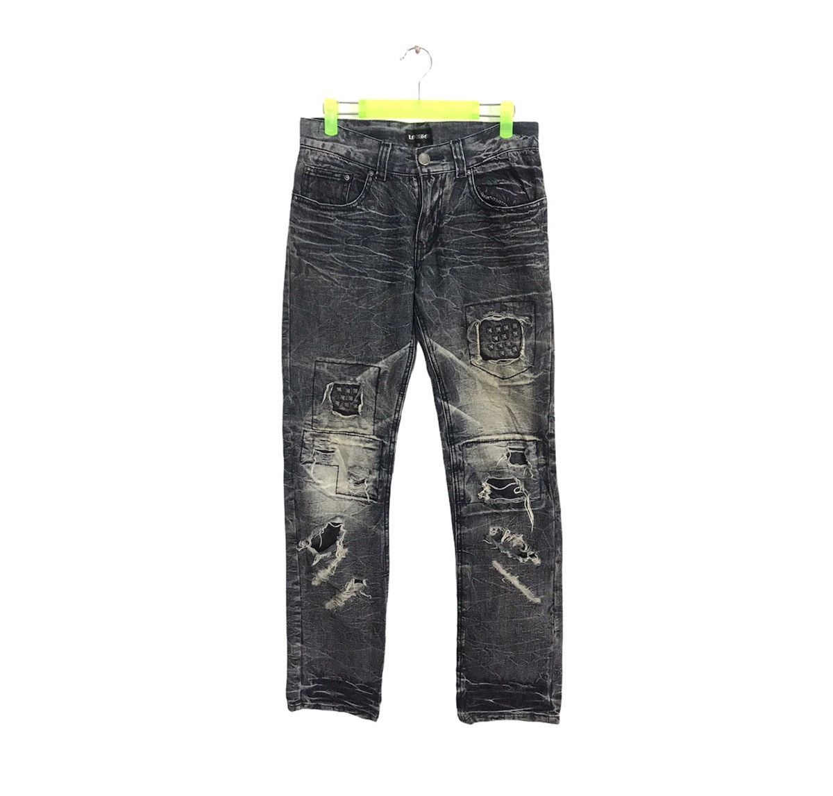 Japanese Brand × Vintage Lowbox Patchworks Art Embroidery Pants Distressed Denim Size 29" - 1 Thumbnail