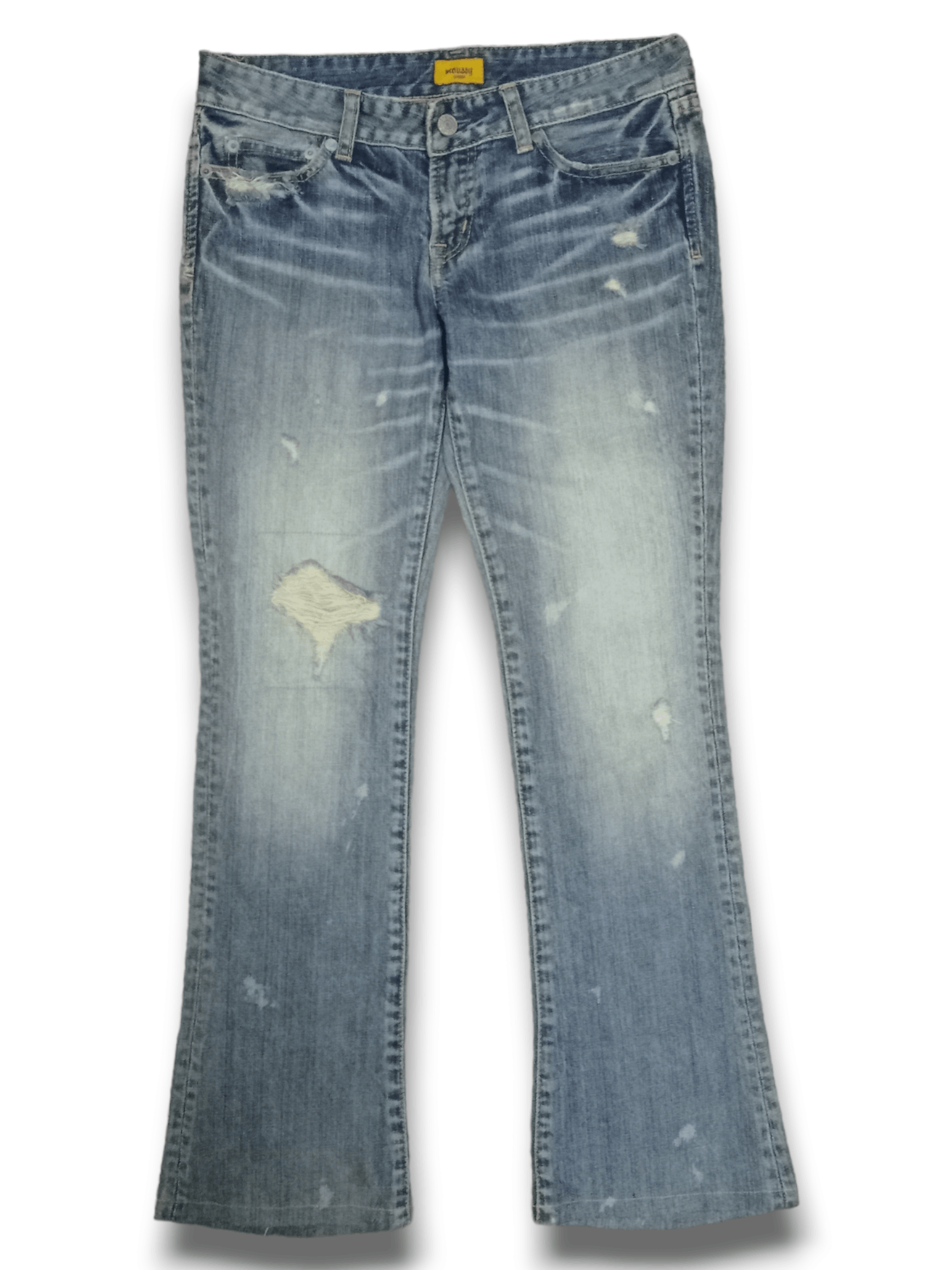 Japanese Brand Vintage Japanese Brand Blue Wash Flare Distressed Jeans Size US 28 / EU 44 - 1 Thumbnail