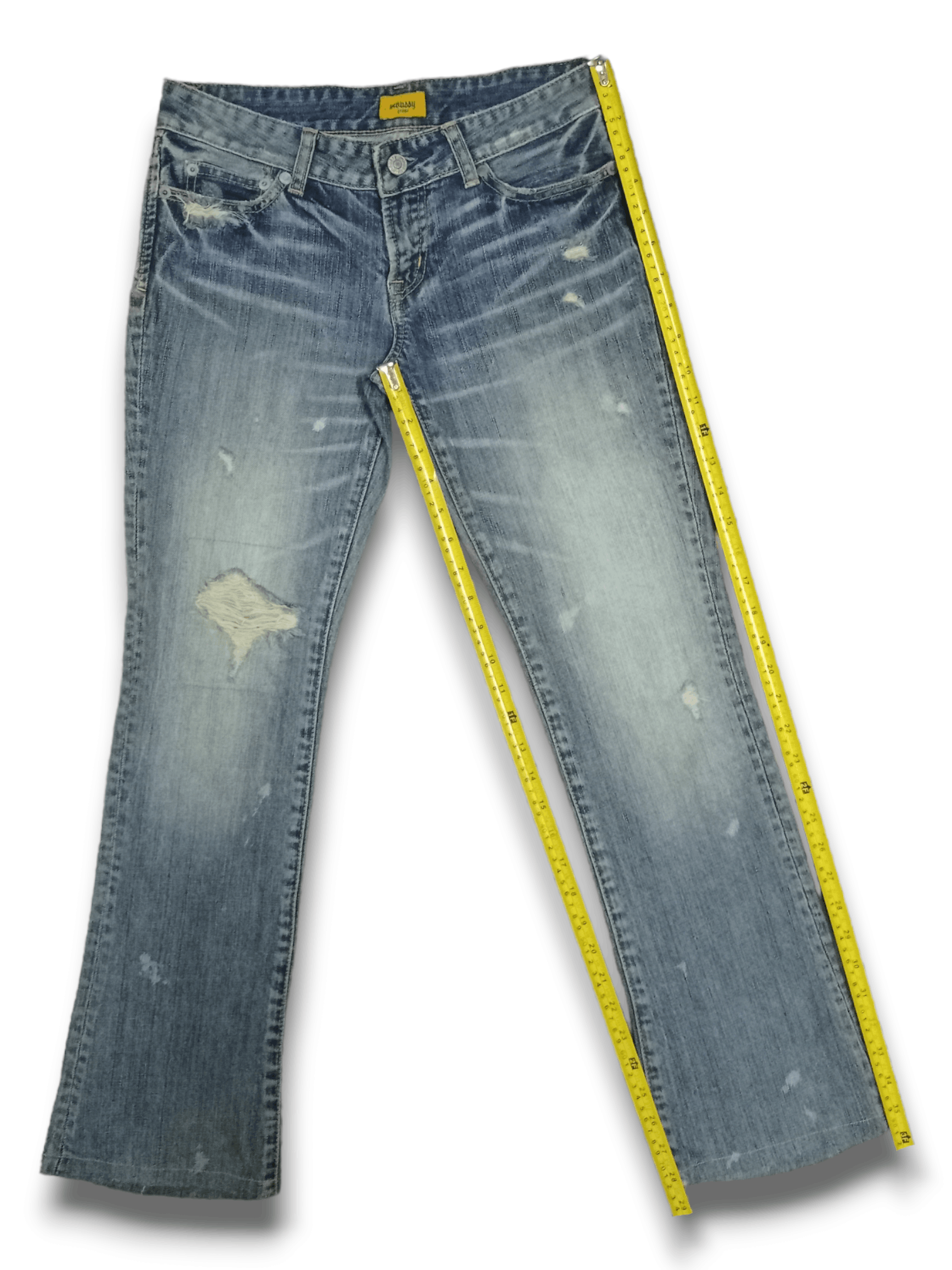 Japanese Brand Vintage Japanese Brand Blue Wash Flare Distressed Jeans Size US 28 / EU 44 - 10 Thumbnail