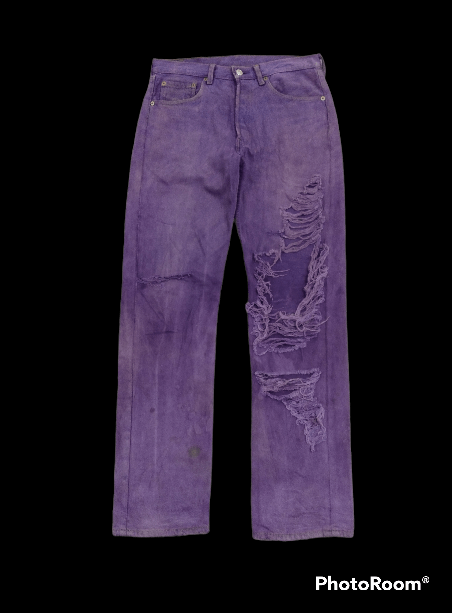 image of Distressed Denim x Levis Vintage Clothing Destroyed Levis 501 Vintage 90's Denim Pants in Purple Di