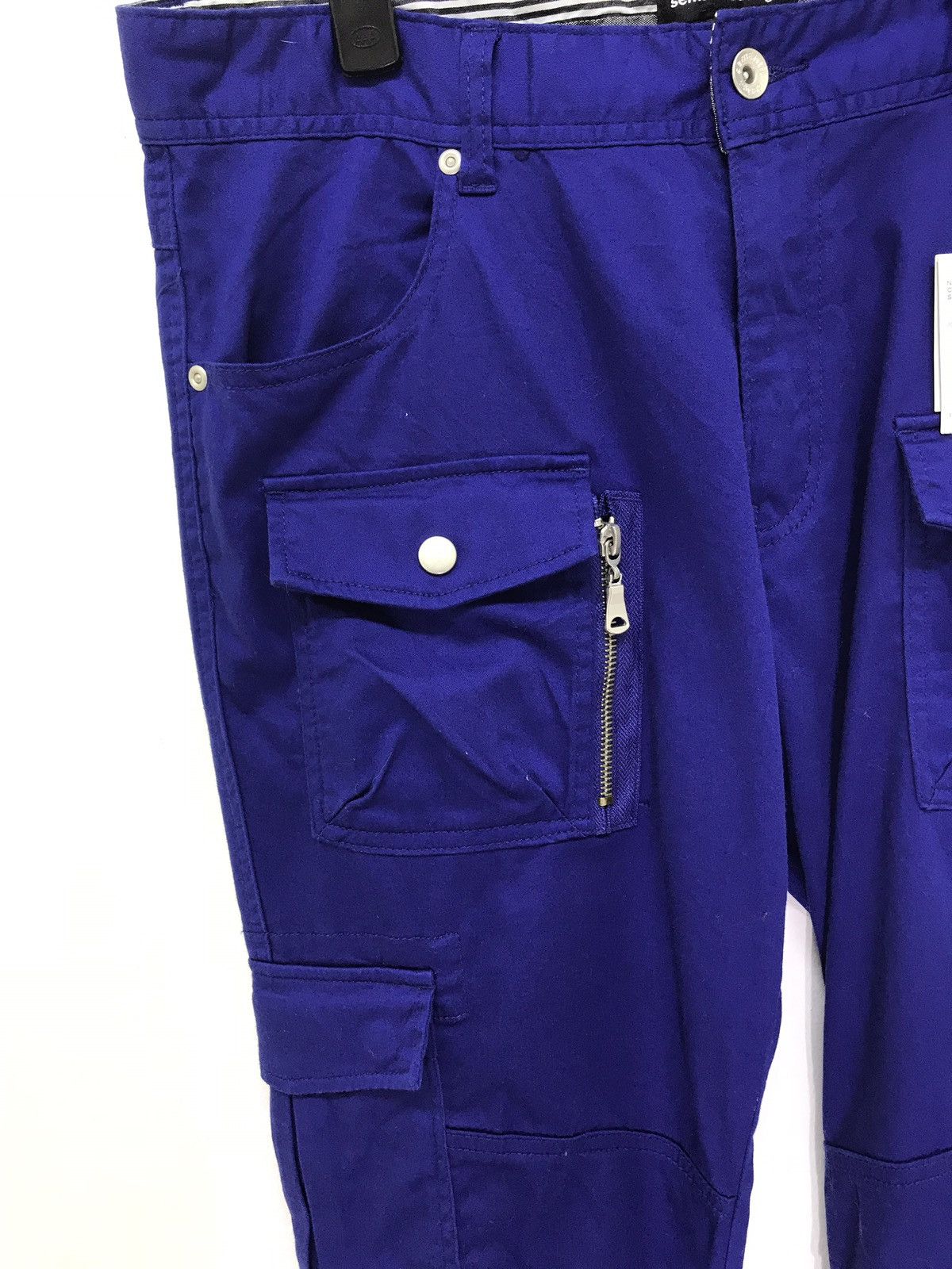 Japanese Brand Semantic Design Cargo Slim Bush Pant Blue Stretchable Size US 33 - 5 Thumbnail