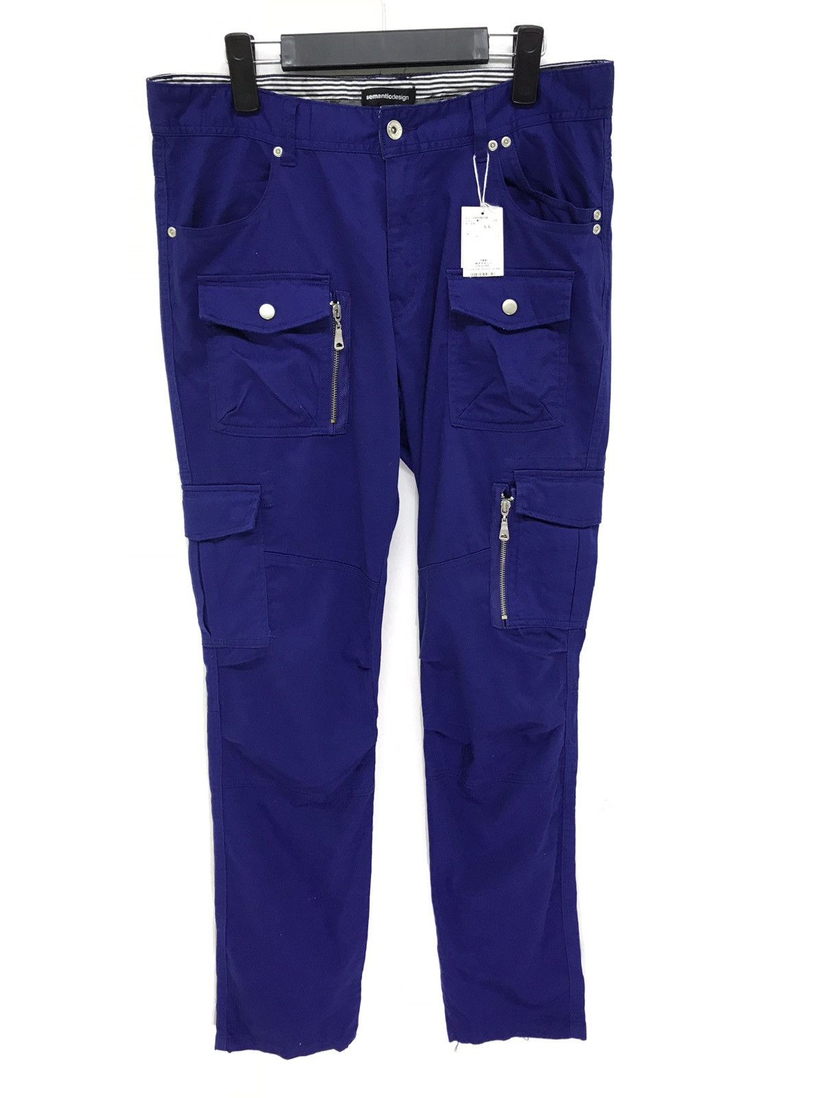 Japanese Brand Semantic Design Cargo Slim Bush Pant Blue Stretchable Size US 33 - 2 Thumbnail