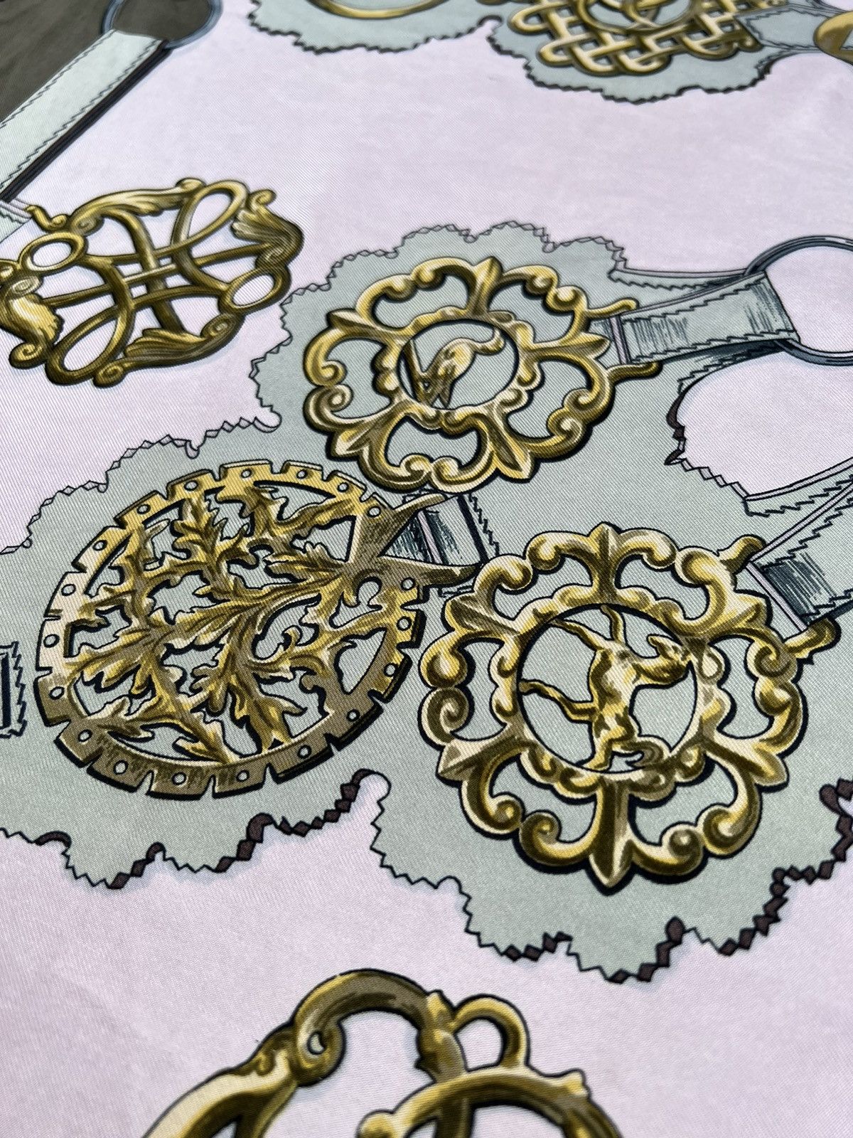 Hermes Vintage Silk Scarf Cuiveeries By F. de La Perriere