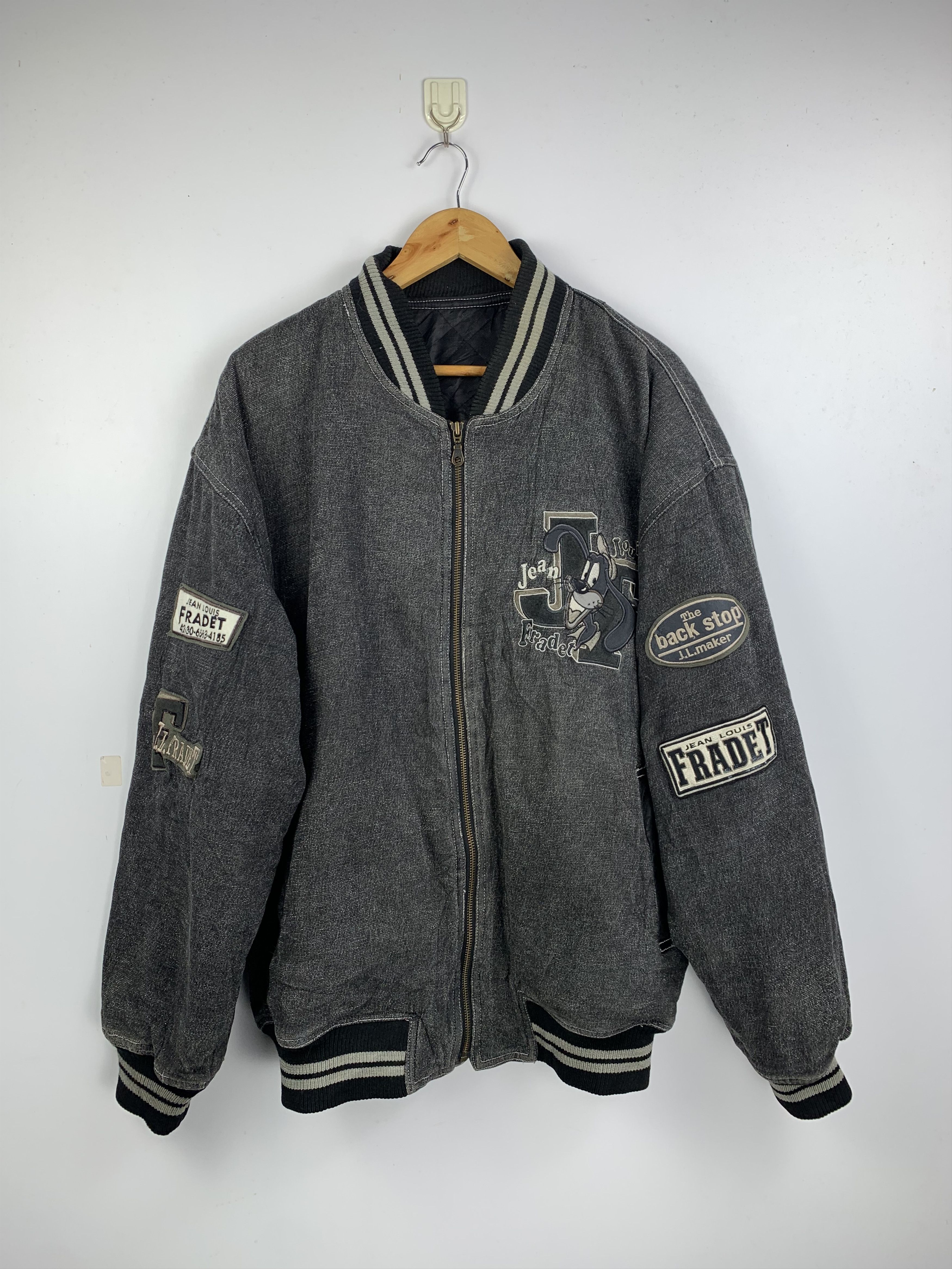 Vintage Fradet Jean Louis Patches Wool Bomber Jacket