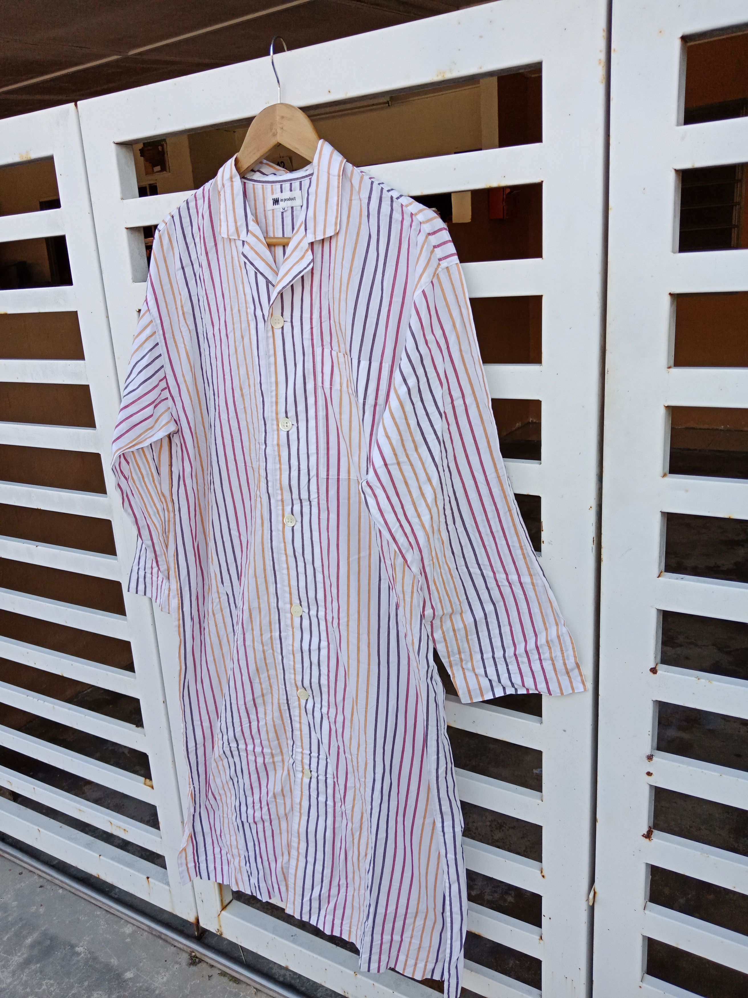 Issey Miyake Issey Miyake Plain Stripe Single Pocket Long Attire Shirt Size L / US 10 / IT 46 - 4 Thumbnail