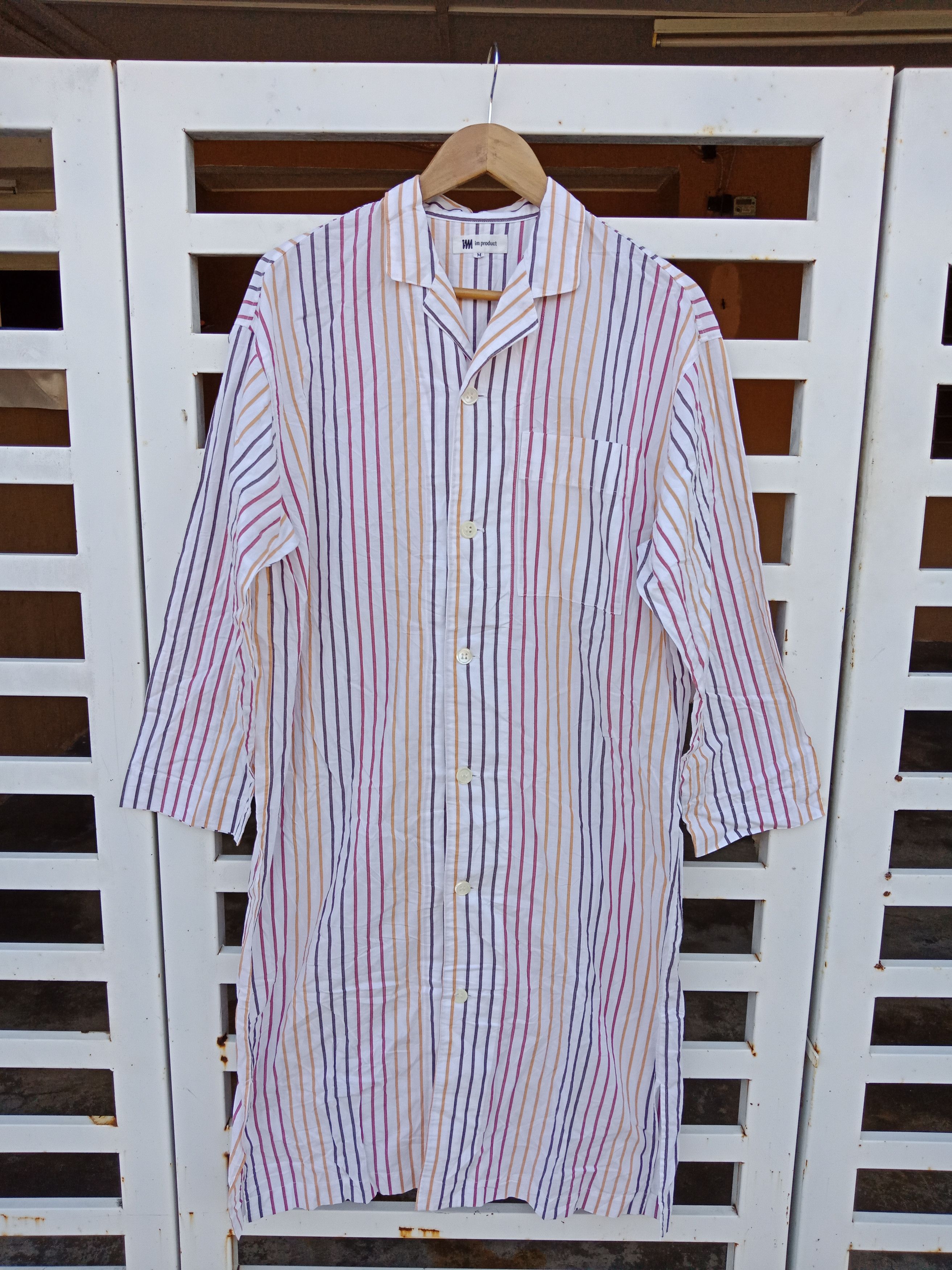 Issey Miyake Issey Miyake Plain Stripe Single Pocket Long Attire Shirt Size L / US 10 / IT 46 - 1 Thumbnail