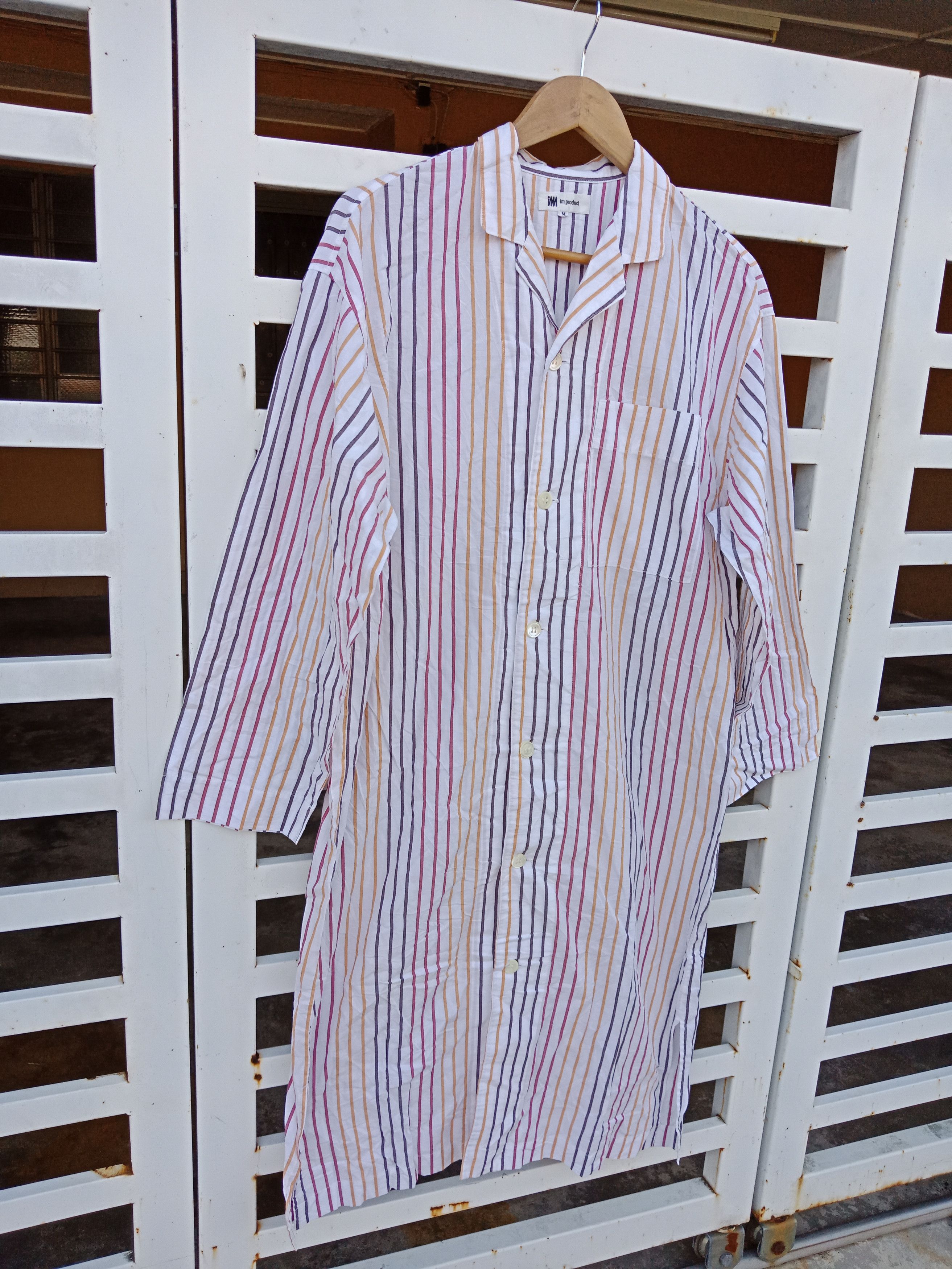 Issey Miyake Issey Miyake Plain Stripe Single Pocket Long Attire Shirt Size L / US 10 / IT 46 - 3 Thumbnail