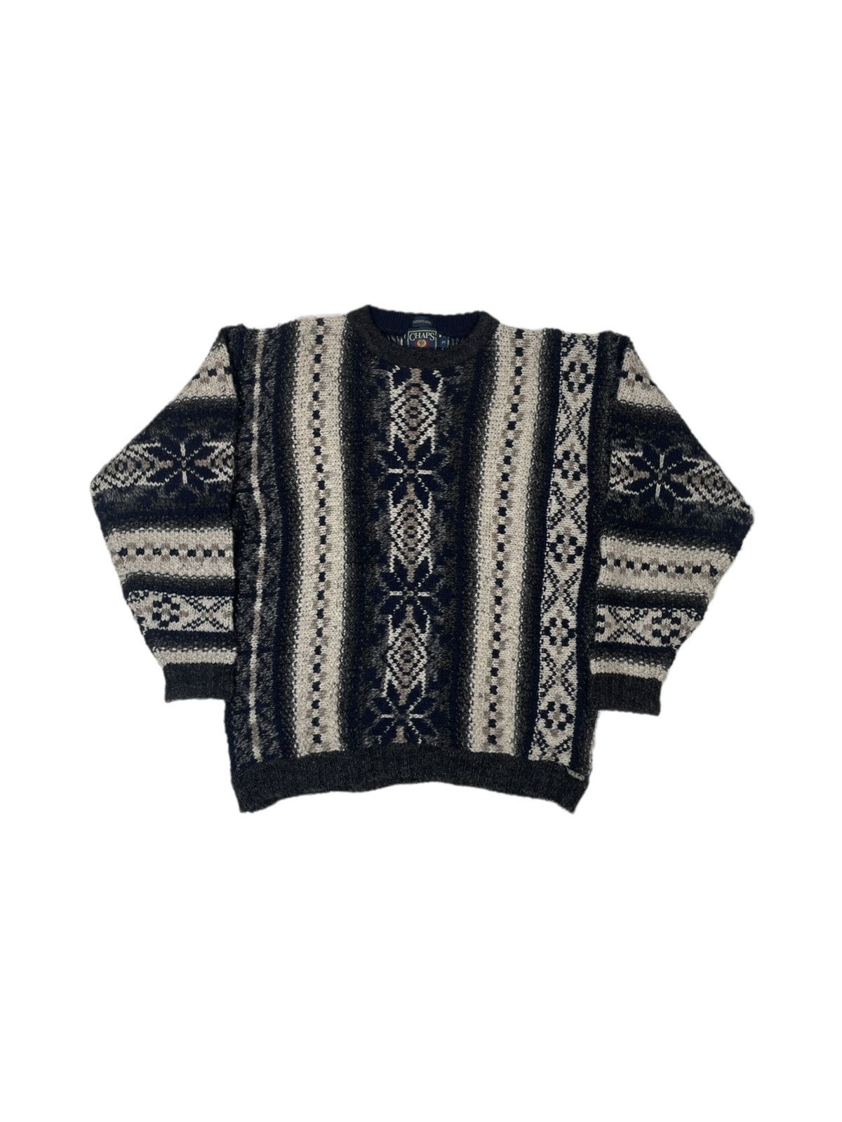 image of Vintage Ralph Laurent X Chaps Knit Sweater in Grey, Men's (Size Large)