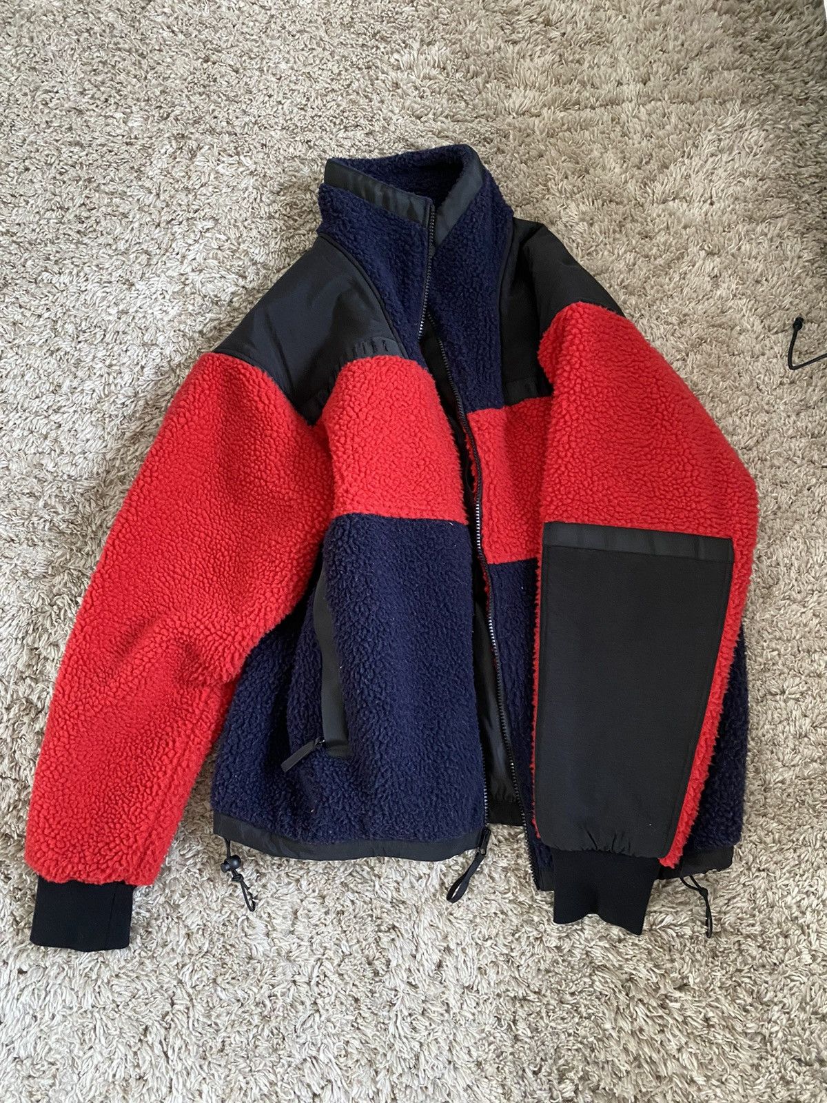image of Billionaire Boys Club Colour-Block Sherpa Jacket in Red, Men's (Size Large)