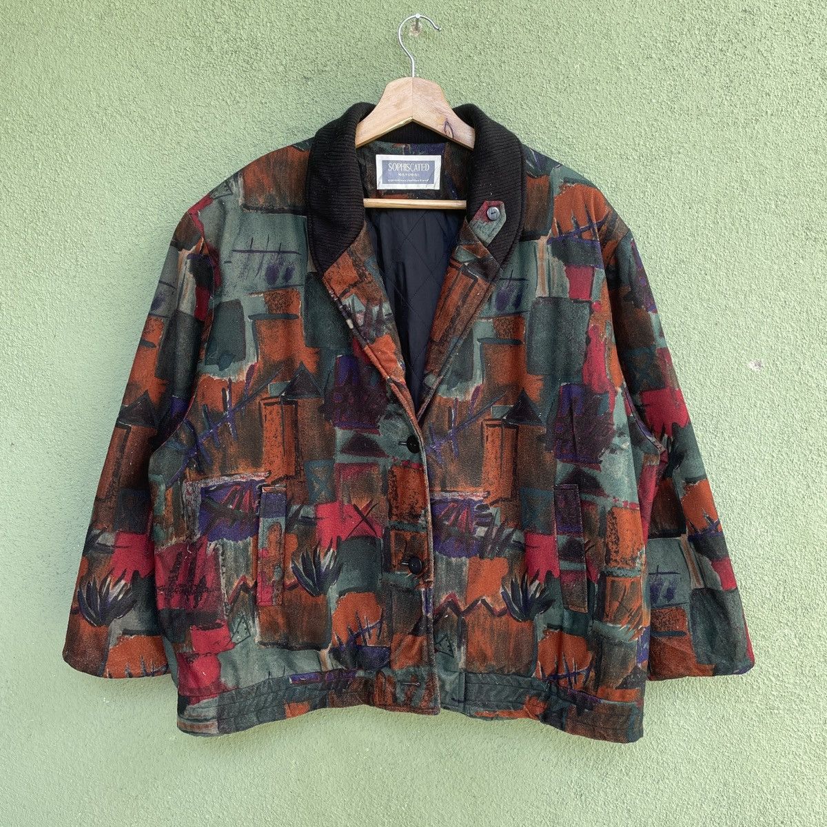 image of Vintage Sophiscated Natural Art Design Coat Jacket, Men's (Size XL)