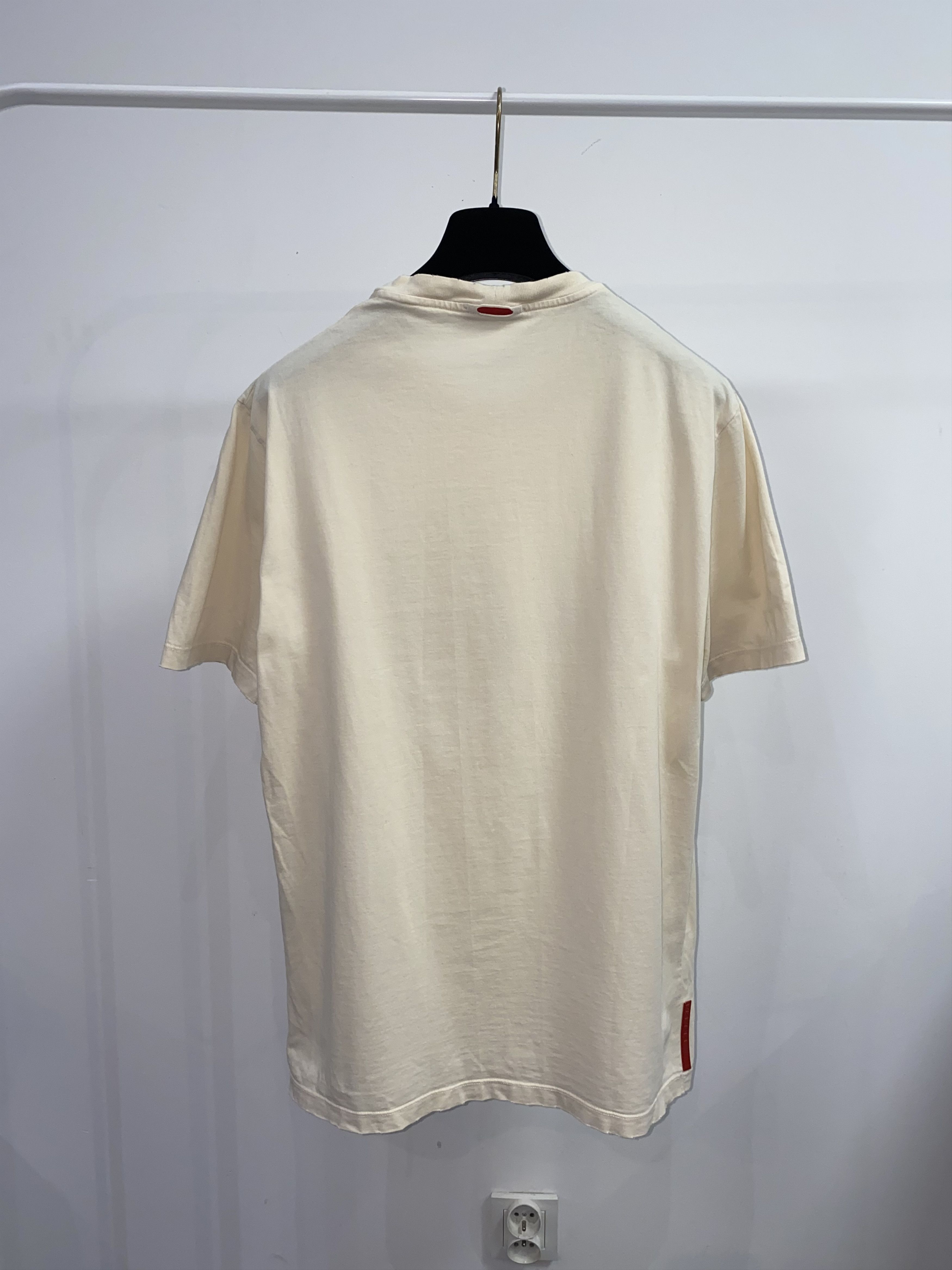 Prada Vintage Prada Skull Embroidered Red Tab Logo Cream T-Shirt Size US L / EU 52-54 / 3 - 4 Thumbnail