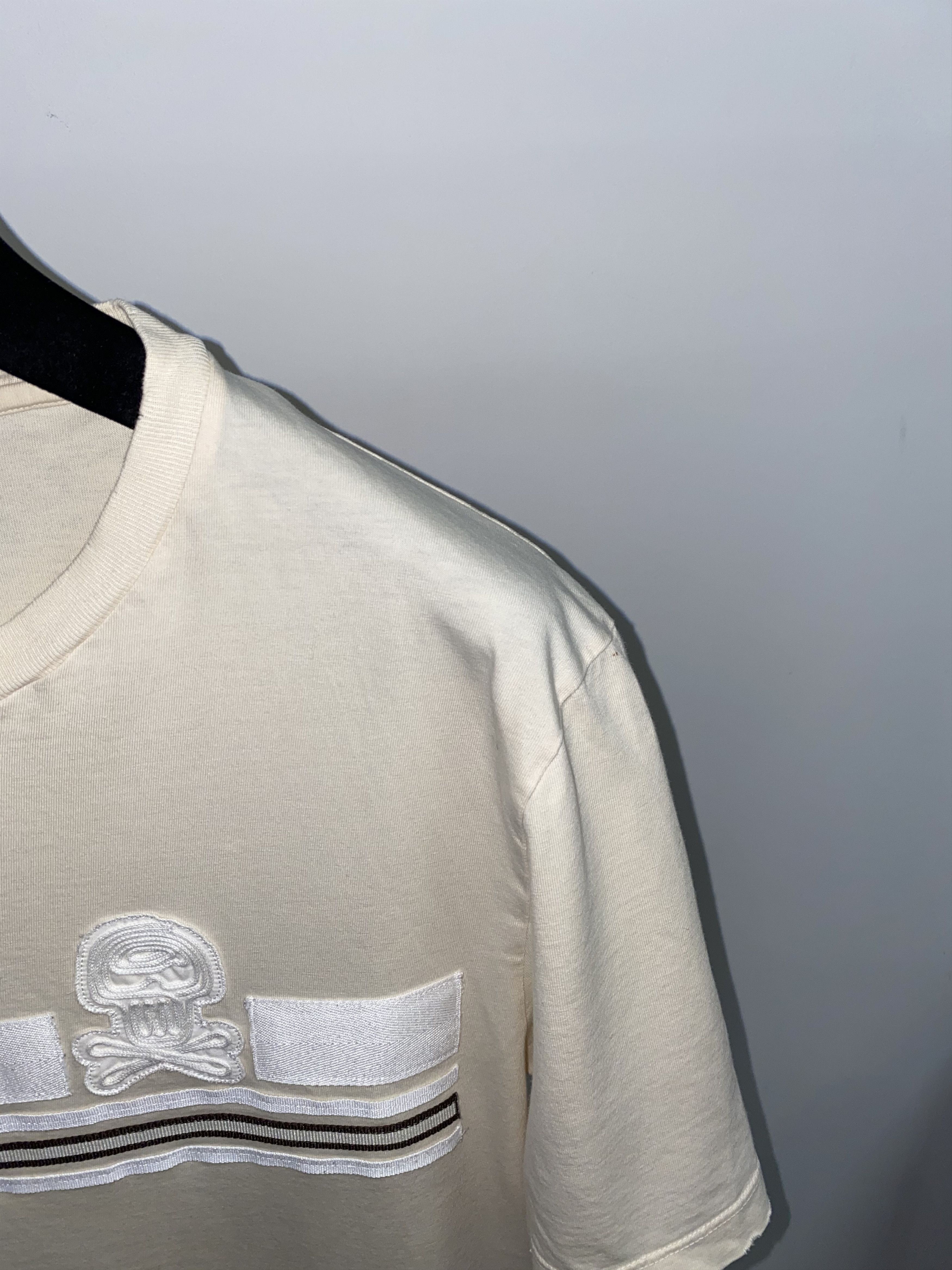 Prada Vintage Prada Skull Embroidered Red Tab Logo Cream T-Shirt Size US L / EU 52-54 / 3 - 2 Thumbnail