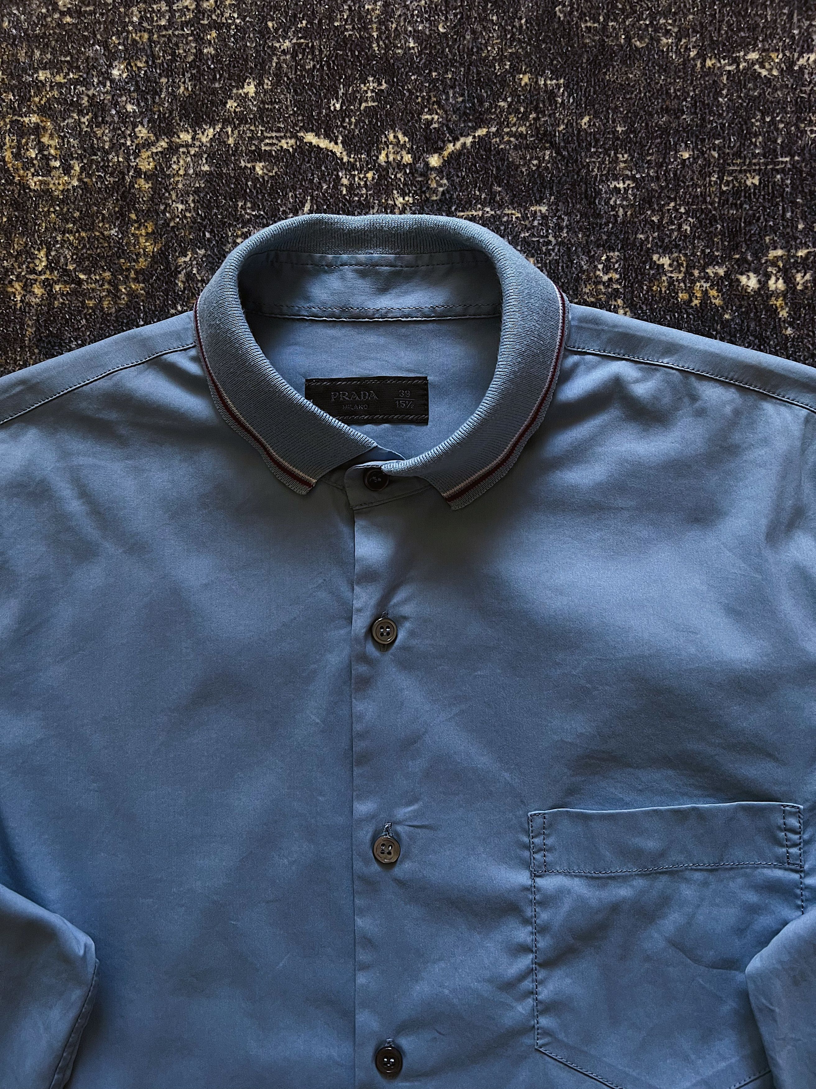 Prada SS14 Prada Red Stripe Cotton Nylon Blend Long Sleeve Shirt Size US L / EU 52-54 / 3 - 9 Thumbnail
