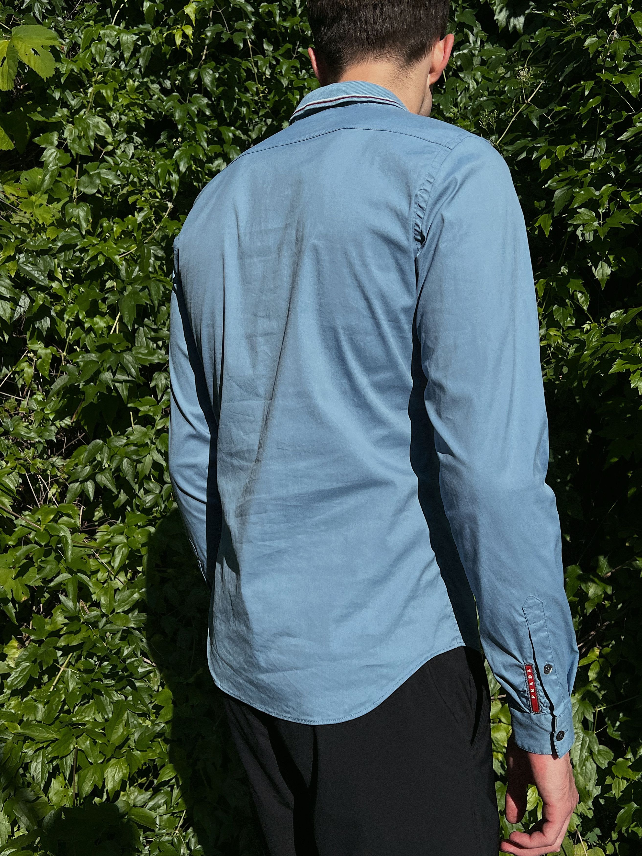 Prada SS14 Prada Red Stripe Cotton Nylon Blend Long Sleeve Shirt Size US L / EU 52-54 / 3 - 3 Thumbnail