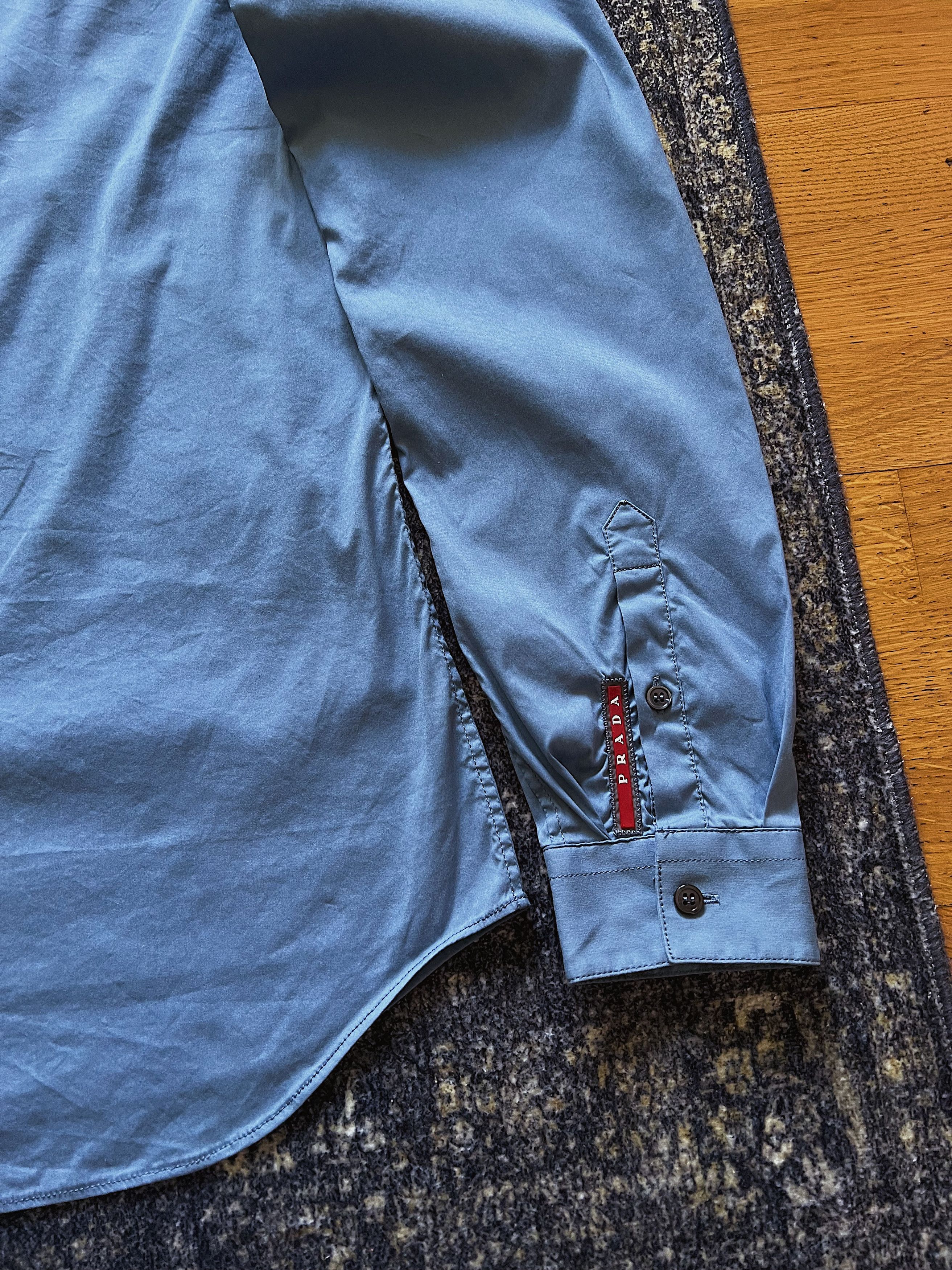 Prada SS14 Prada Red Stripe Cotton Nylon Blend Long Sleeve Shirt Size US L / EU 52-54 / 3 - 12 Thumbnail