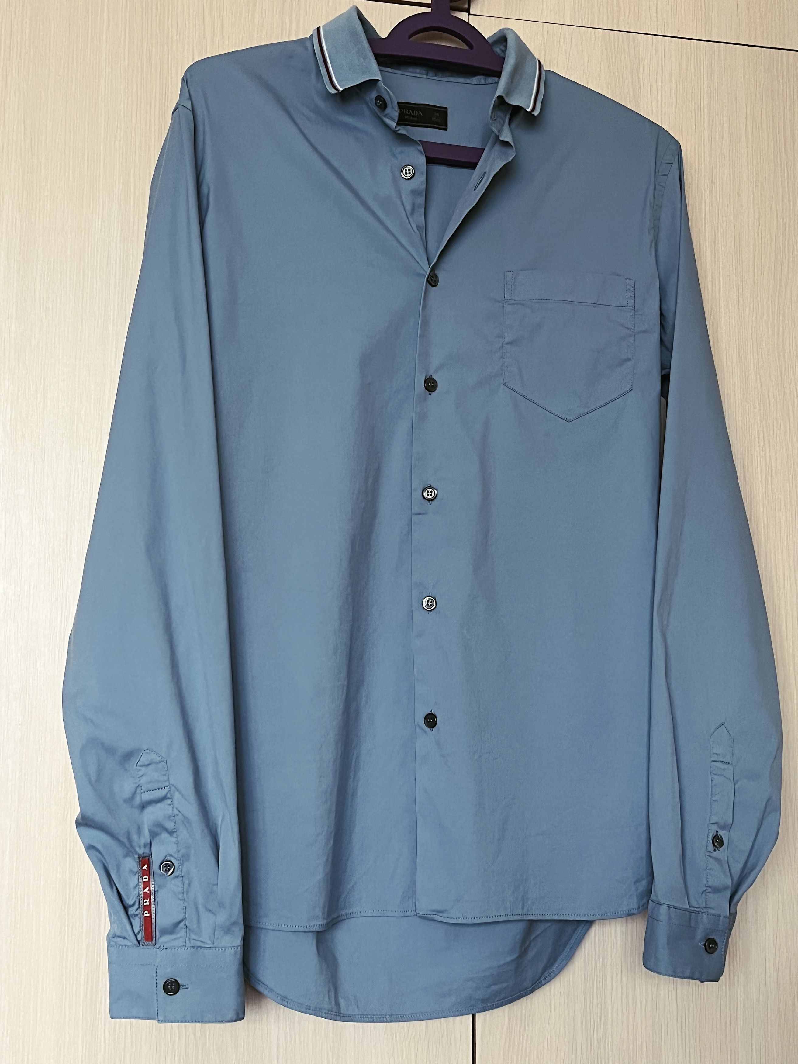 Prada SS14 Prada Red Stripe Cotton Nylon Blend Long Sleeve Shirt Size US L / EU 52-54 / 3 - 1 Thumbnail