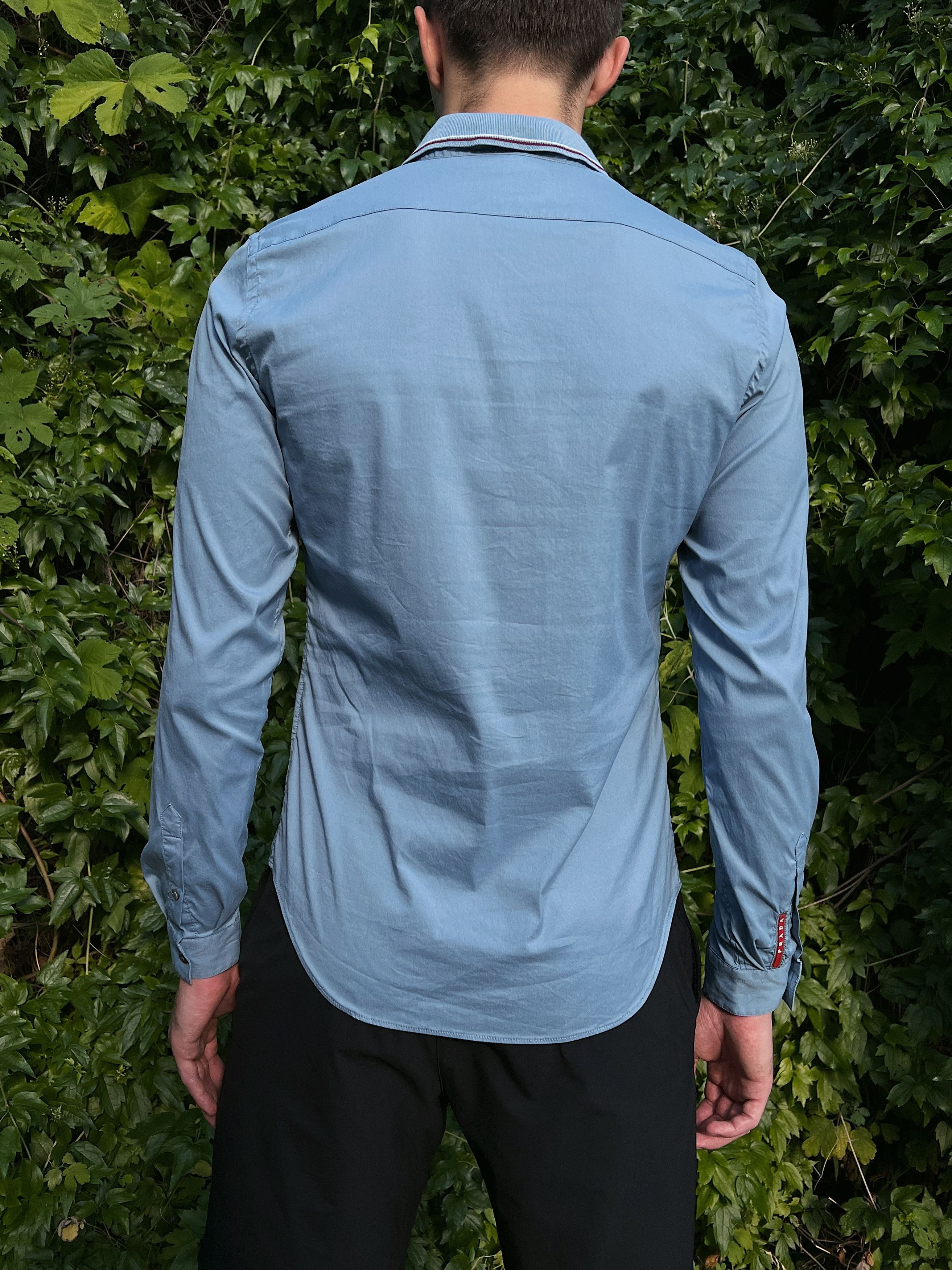 Prada SS14 Prada Red Stripe Cotton Nylon Blend Long Sleeve Shirt Size US L / EU 52-54 / 3 - 8 Thumbnail