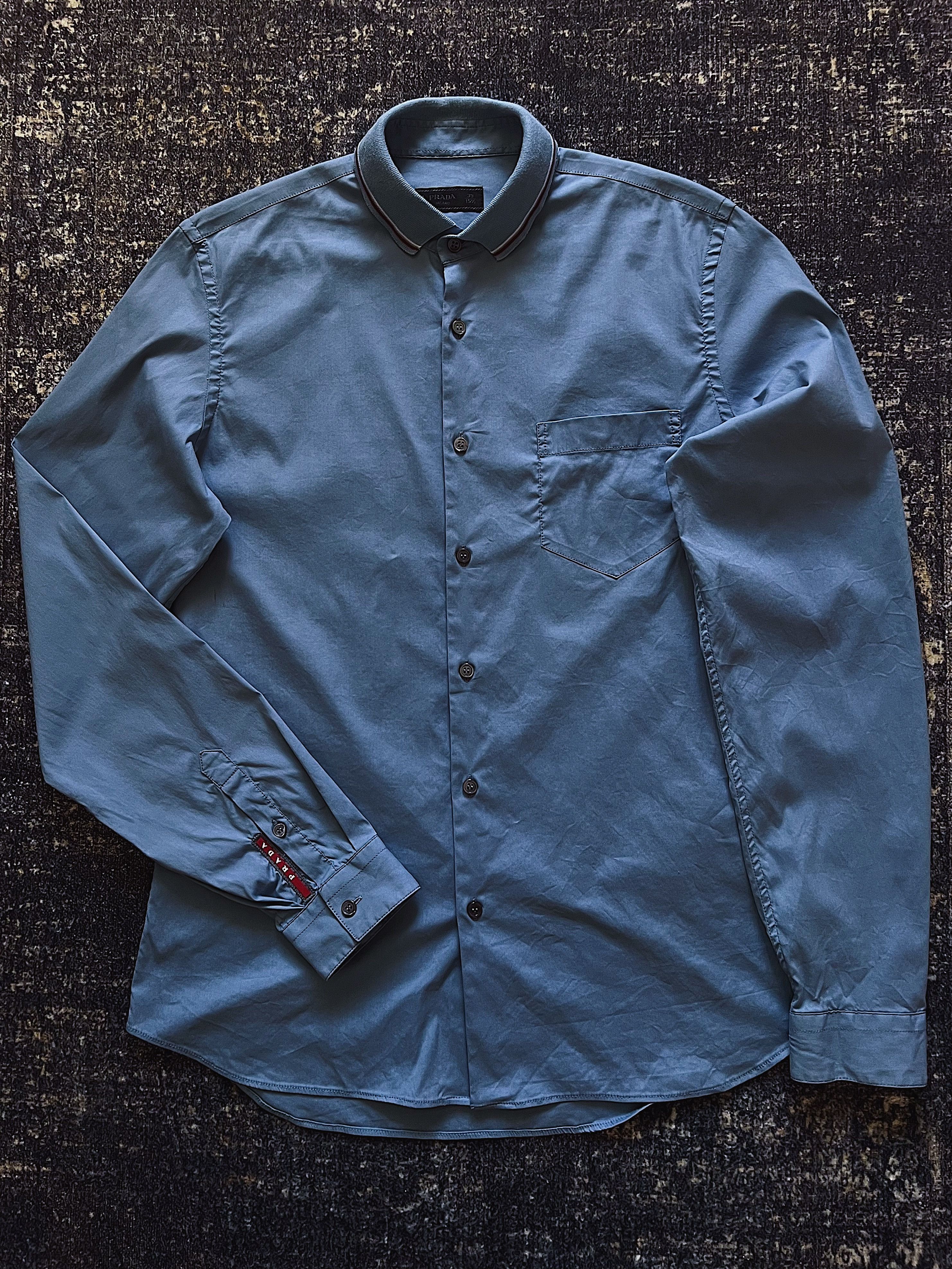 Prada SS14 Prada Red Stripe Cotton Nylon Blend Long Sleeve Shirt Size US L / EU 52-54 / 3 - 4 Thumbnail