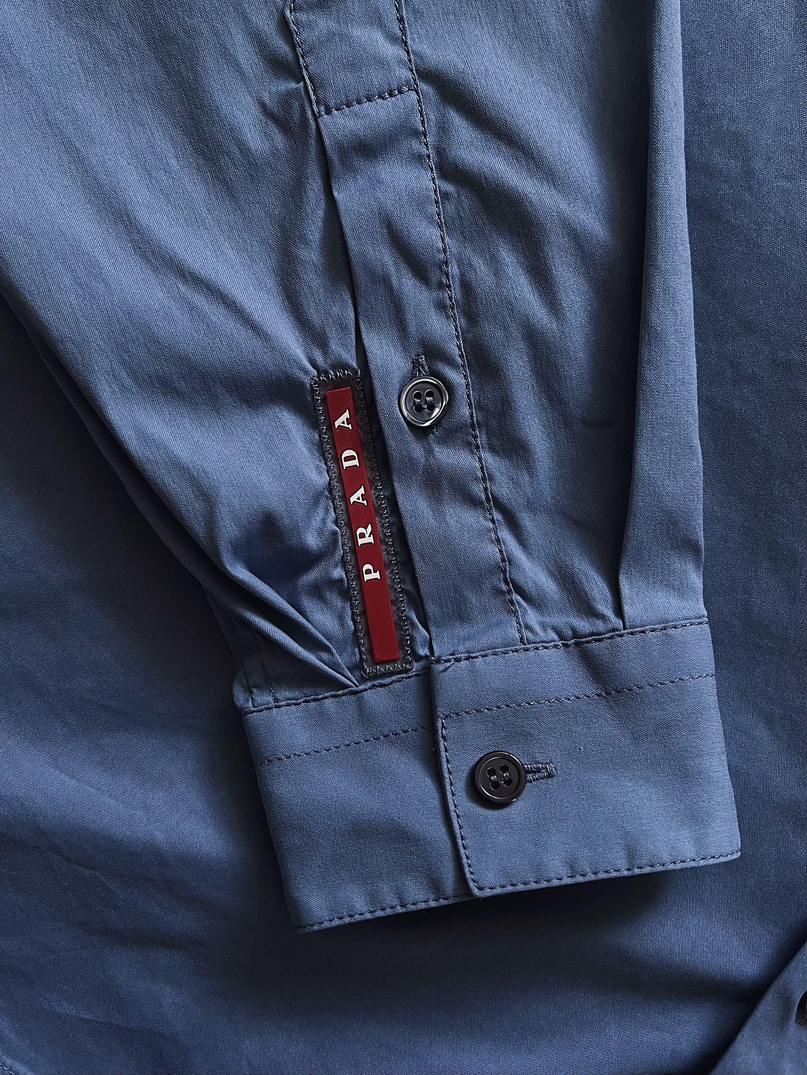 Prada SS14 Prada Red Stripe Cotton Nylon Blend Long Sleeve Shirt Size US L / EU 52-54 / 3 - 10 Thumbnail