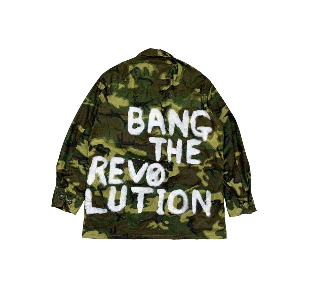 image of Hysteric Glamour x US Air Force Army Camo Jacket Bang The Revolution Painted in Green Camo (Size Me
