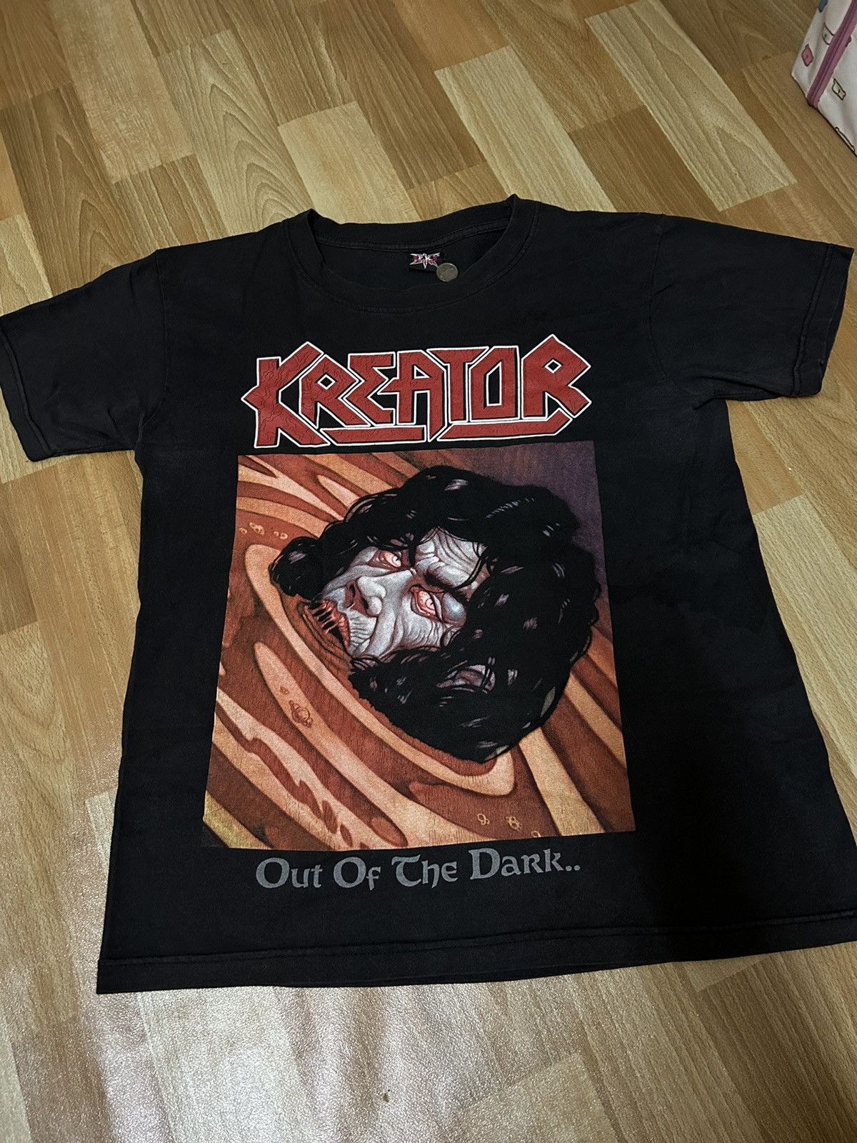 image of Band Tees x Rock Band Vintage Bootleg Kreator Out Of The Dark in Black, Men's (Size Medium)