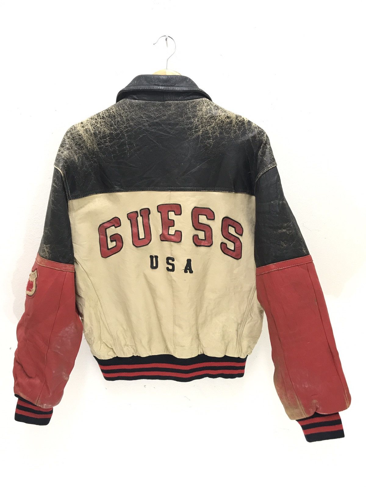 Guess Guess USA Vintage Varsity Leather Jacket Patina Size US M / EU 48-50 / 2 - 1 Thumbnail