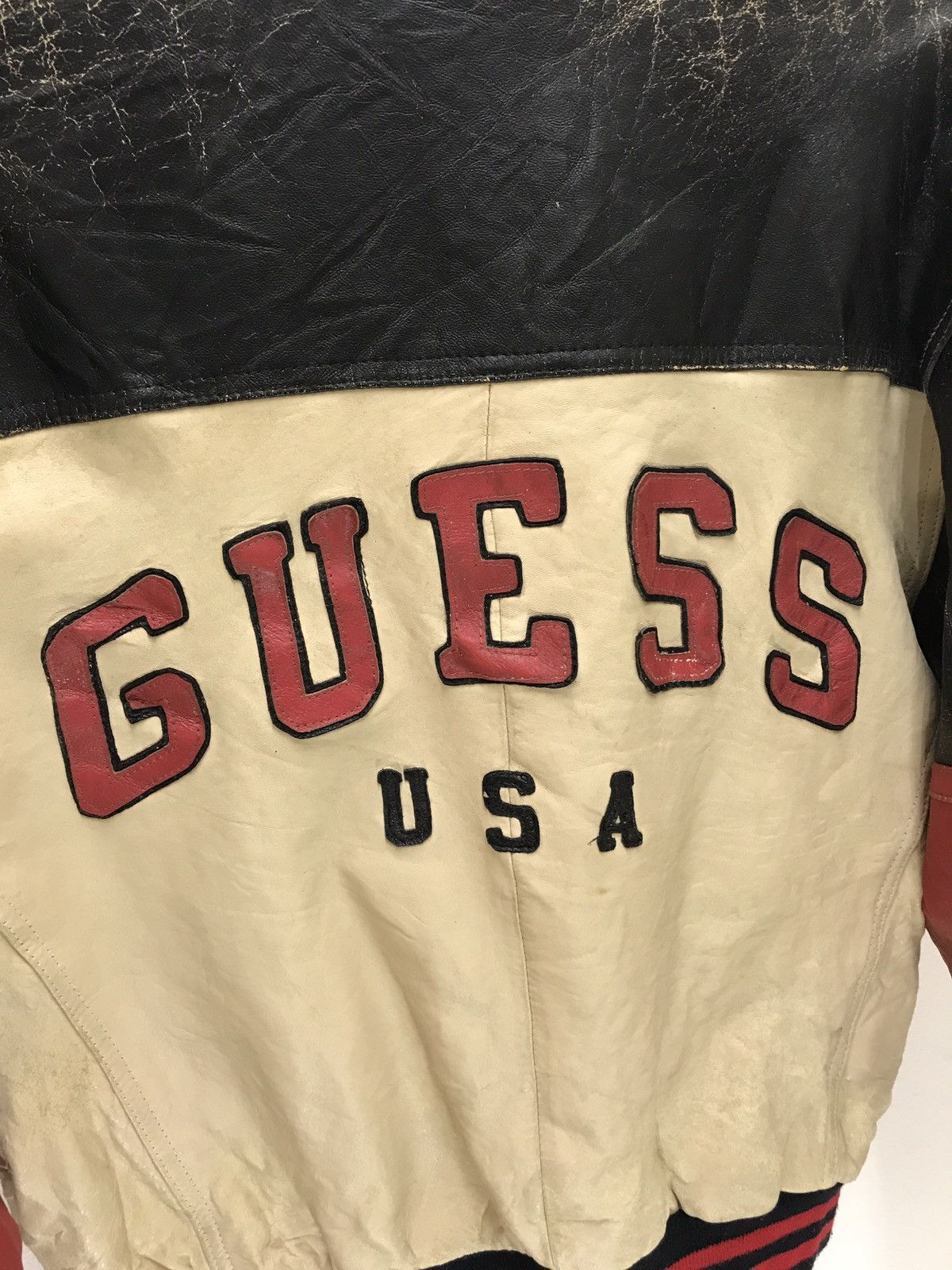 Guess Guess USA Vintage Varsity Leather Jacket Patina Size US M / EU 48-50 / 2 - 3 Thumbnail