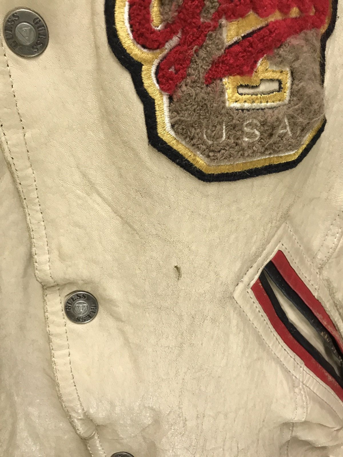 Guess Guess USA Vintage Varsity Leather Jacket Patina Size US M / EU 48-50 / 2 - 8 Thumbnail