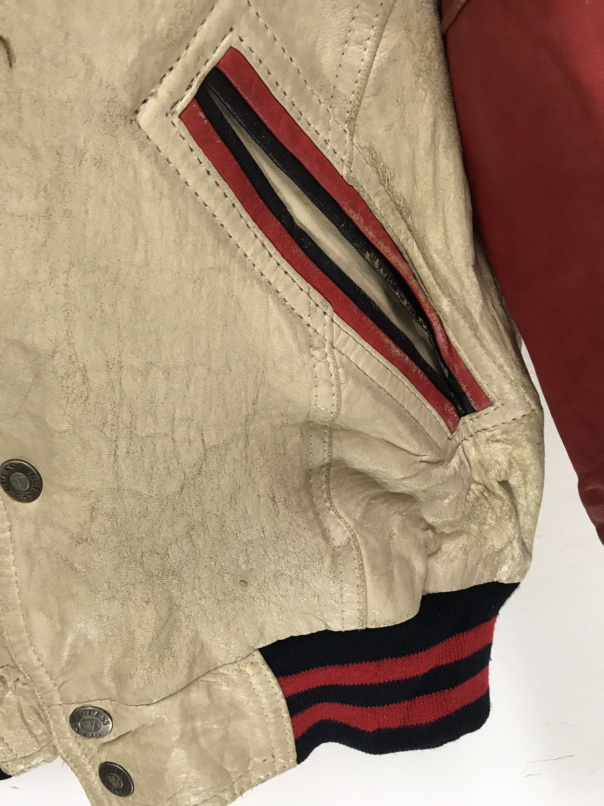 Guess Guess USA Vintage Varsity Leather Jacket Patina Size US M / EU 48-50 / 2 - 9 Thumbnail