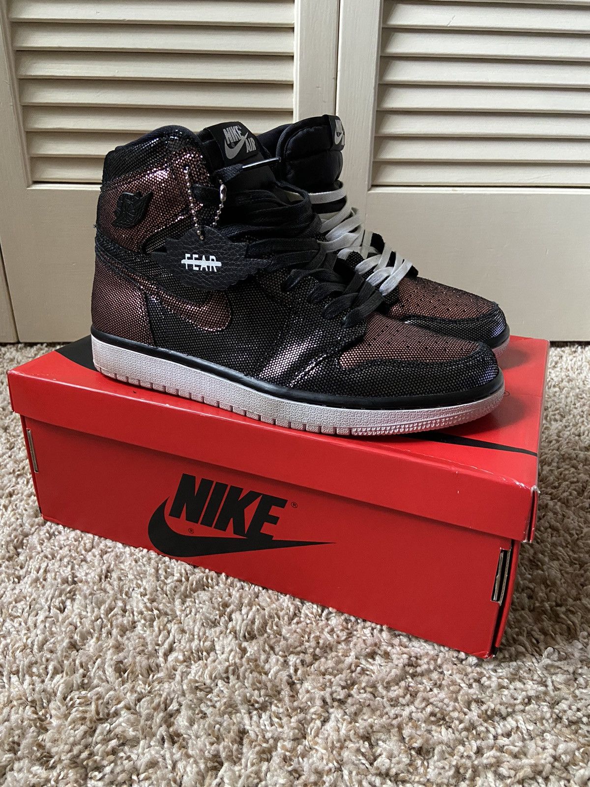 image of Nike Air Jordan 1 OG Fearless W/ Box Black Rose Gold Size 8 Shoes, Women's