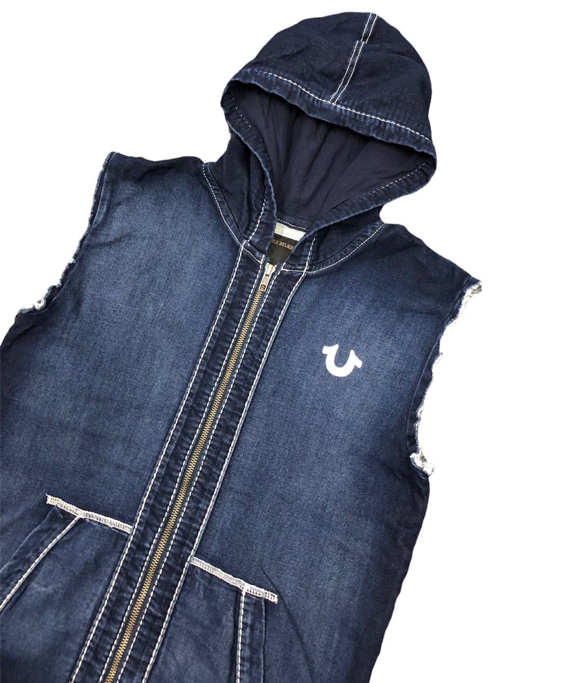 True Religion 00’s TRUE RELIGION sleeveless denim zipper hoodie Size US M / EU 48-50 / 2 - 3 Thumbnail