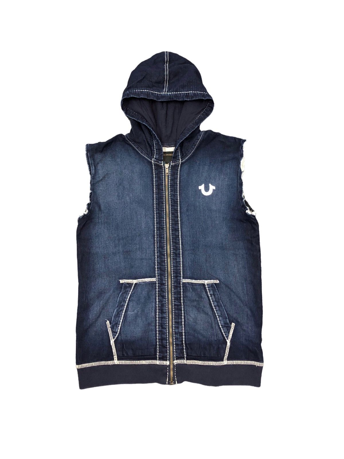 True Religion 00’s TRUE RELIGION sleeveless denim zipper hoodie Size US M / EU 48-50 / 2 - 1 Thumbnail