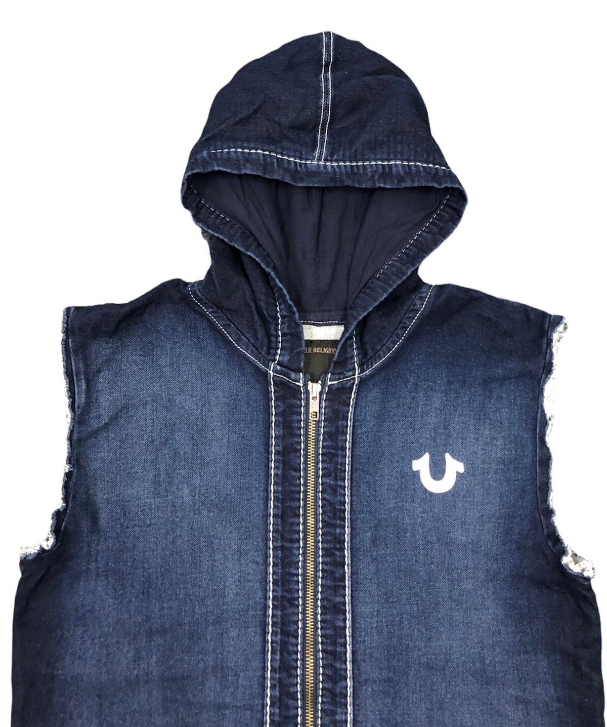 True Religion 00’s TRUE RELIGION sleeveless denim zipper hoodie Size US M / EU 48-50 / 2 - 4 Thumbnail