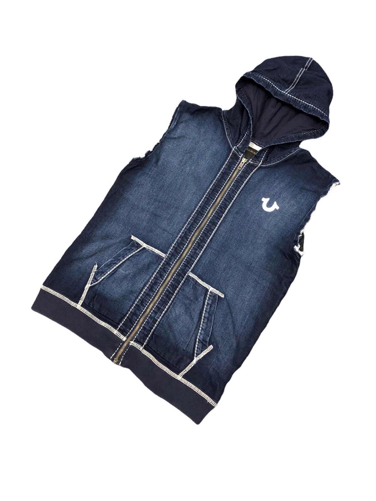 True Religion 00’s TRUE RELIGION sleeveless denim zipper hoodie Size US M / EU 48-50 / 2 - 2 Thumbnail