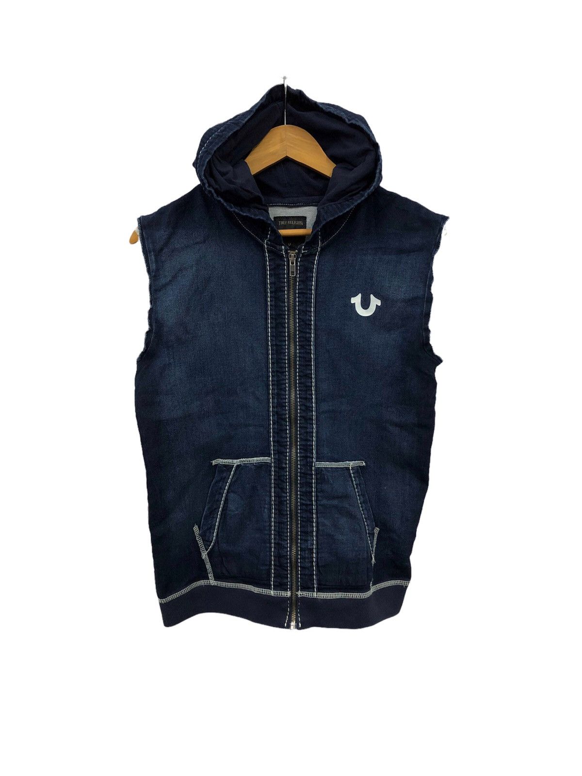 True Religion 00’s TRUE RELIGION sleeveless denim zipper hoodie Size US M / EU 48-50 / 2 - 9 Thumbnail