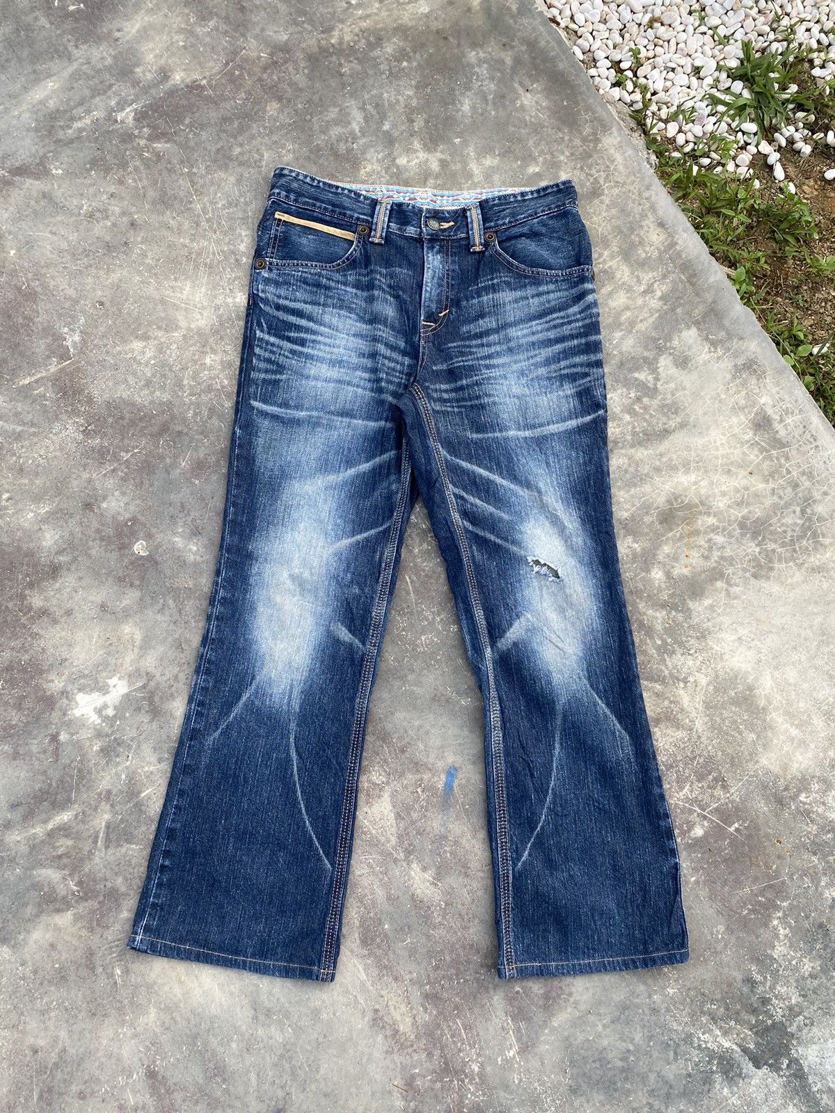 Edwin Distressed EDWIN Exclusive flare denim pants Size US 33 - 1 Thumbnail