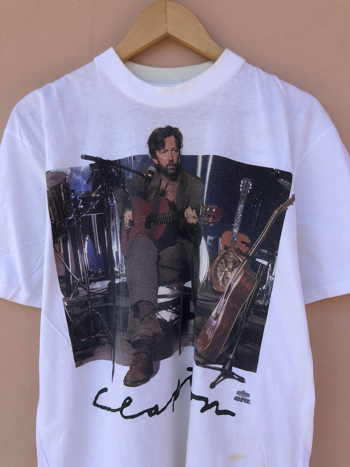 Band Tees Vintage 1992 Eric Clapton Unplugged MTV White Tee Size US L / EU 52-54 / 3 - 3 Thumbnail