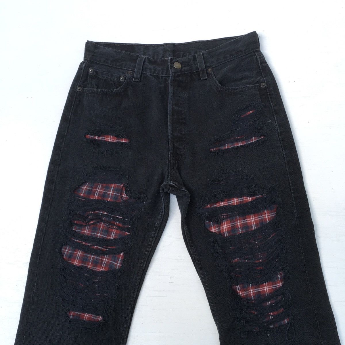 Japanese Brand × Seditionaries DISTRESSED JEANS PUNK STYLE FADED BLACK DENIM Size US 29 - 3 Thumbnail